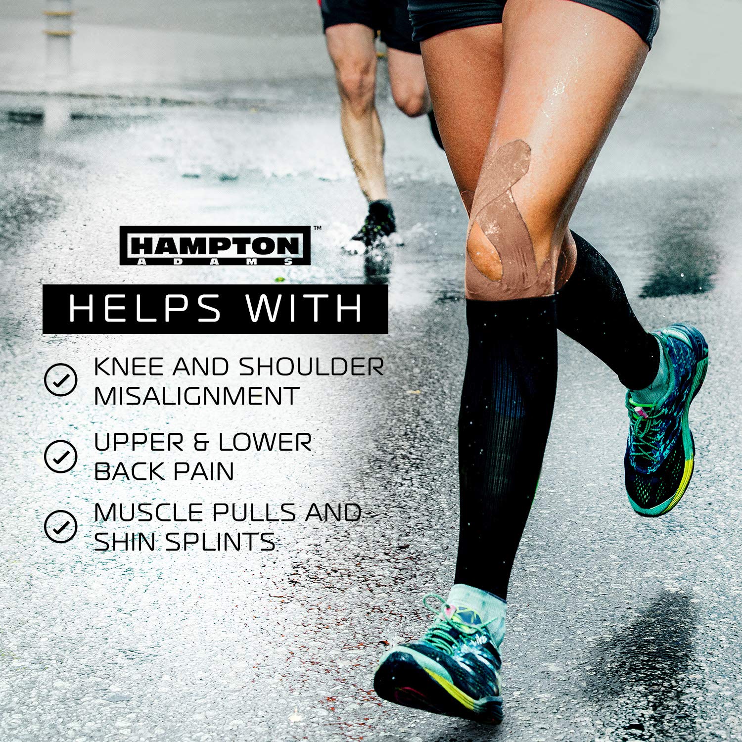 Hampton Adams (135 piedi) Nastro kinesiologico all'ingrosso Supporto per terapia sportiva con rotolo impermeabile per ginocchio, muscolo, polso, spalla, schiena/originale