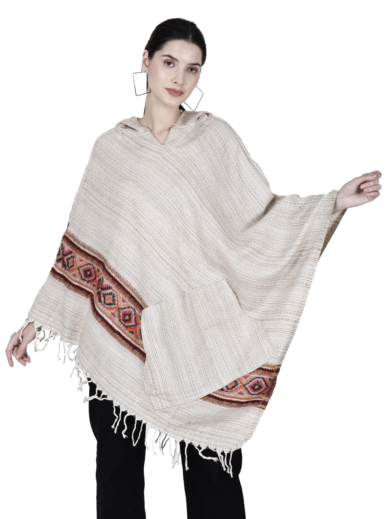 aruna kullu handloom kullu woolen poncho with hood for women and girls-picture-16