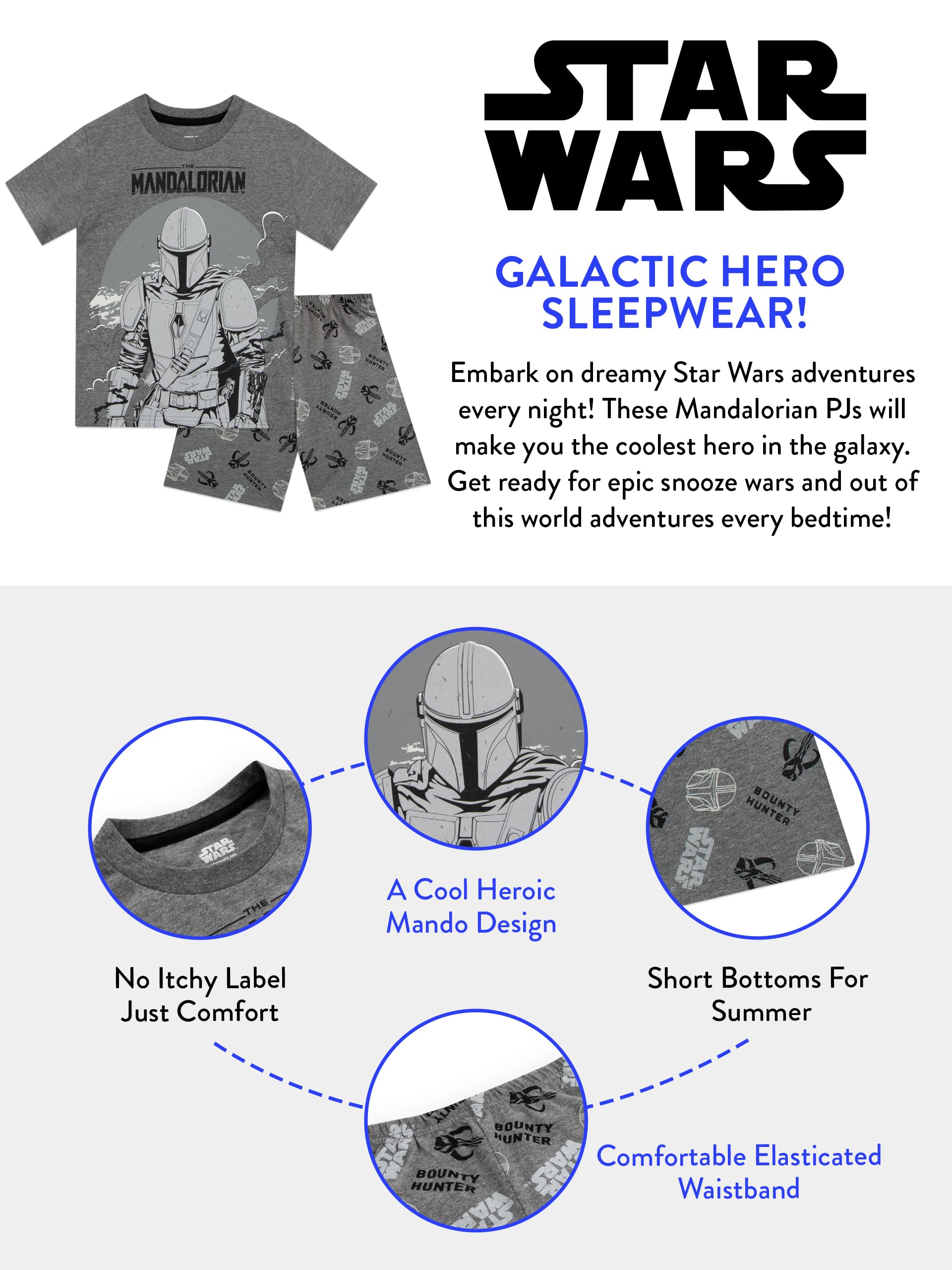 Star Wars Schlafanzug | Mandalorian Schlafanzug | Kurzer Pyjama Jungen