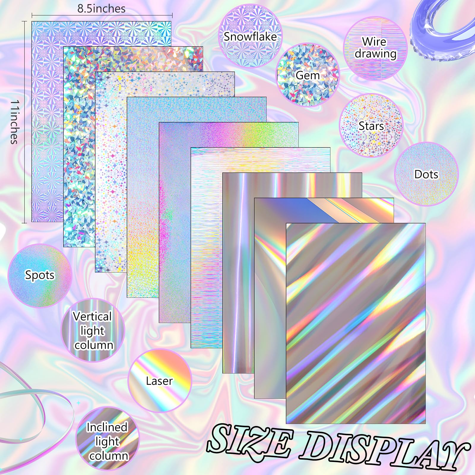 Amazon.com : Kosiz 100 Sheets Metallic Holographic Card