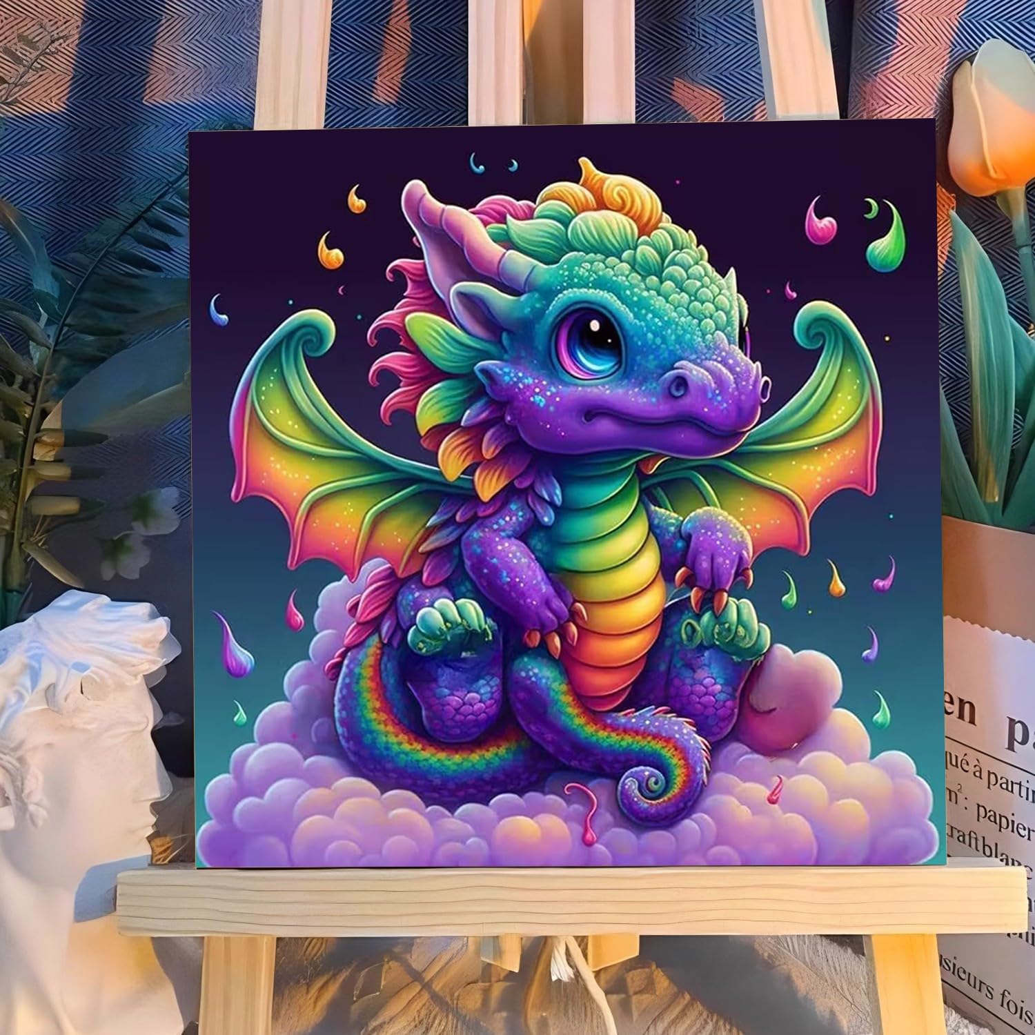 Schilderen op nummer, kinderen, met lijst, karikatuur schilderen op nummer van 5, 6, 7, 8, 9, 10 jaar, meisjes en jongens, schilderen op nummer voor geschenken en wanddecoratie (20 x 20 cm) met