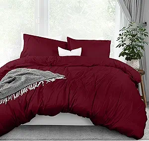 Utopia Bedding Duvet Cover Full Size - 3 Piece with Zipper Closure - 1 Comforter Cover 80X90 Inches & 2 Pillow Shams 20X26 Inches (Burgundy) Comforter Not Included