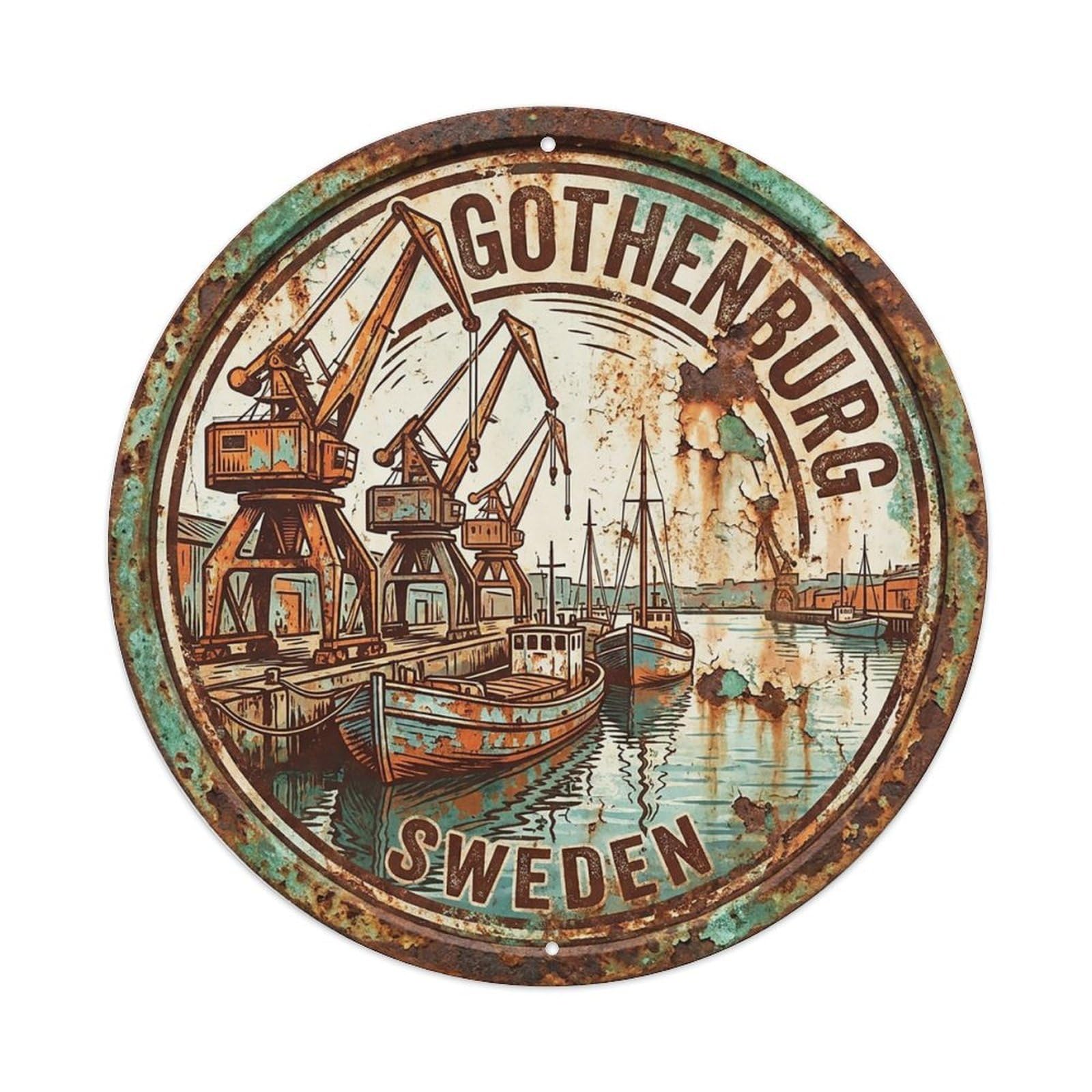 Travel Retro Sweden Gothenburg Metal Tin Sign
