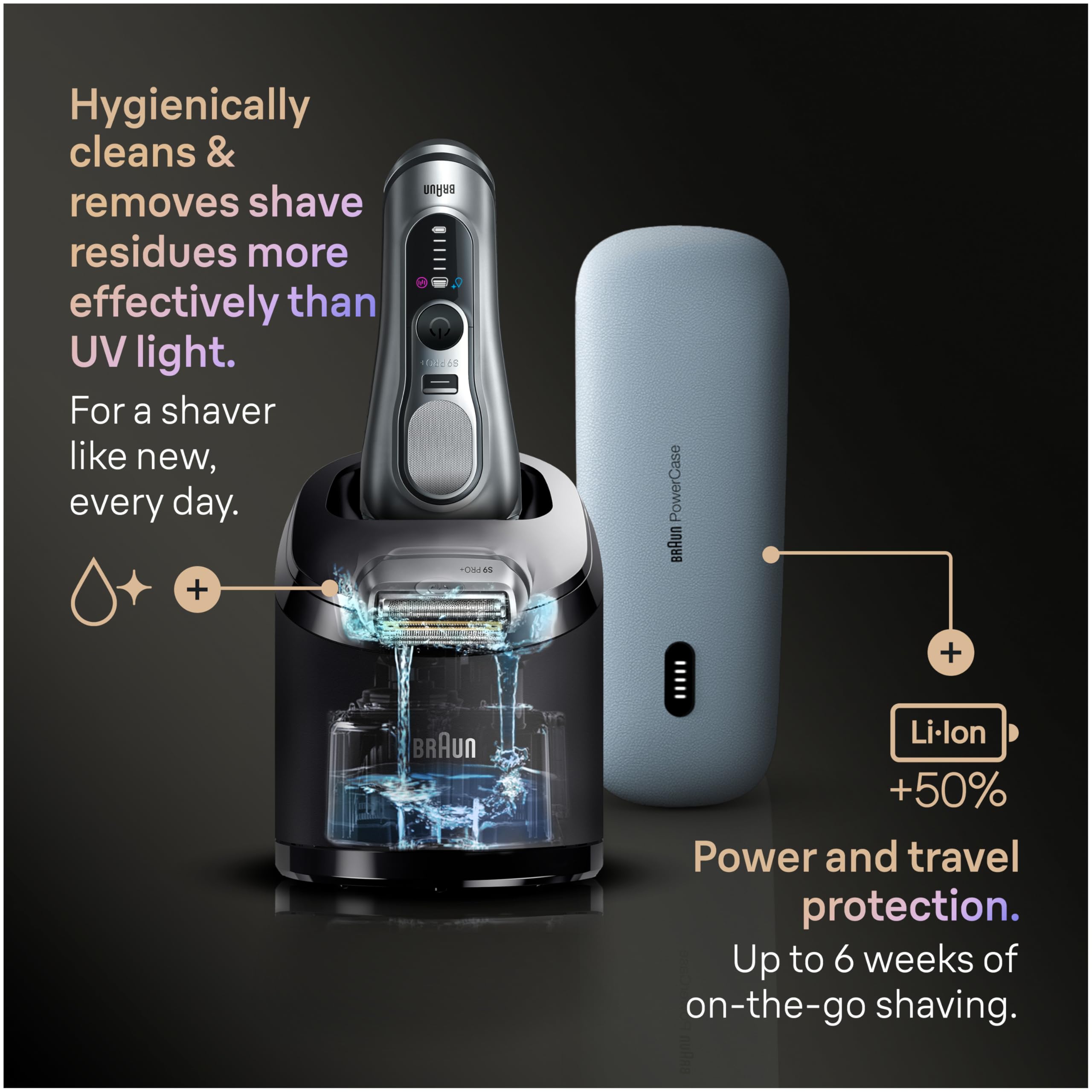 Braun Series 9 PRO+ Electric Shaver, Wet & Dry Razor, Pro SensoAdapt, 6in1 SmartCare Center, 9697CC, Silver, Holiday Gifts for Men