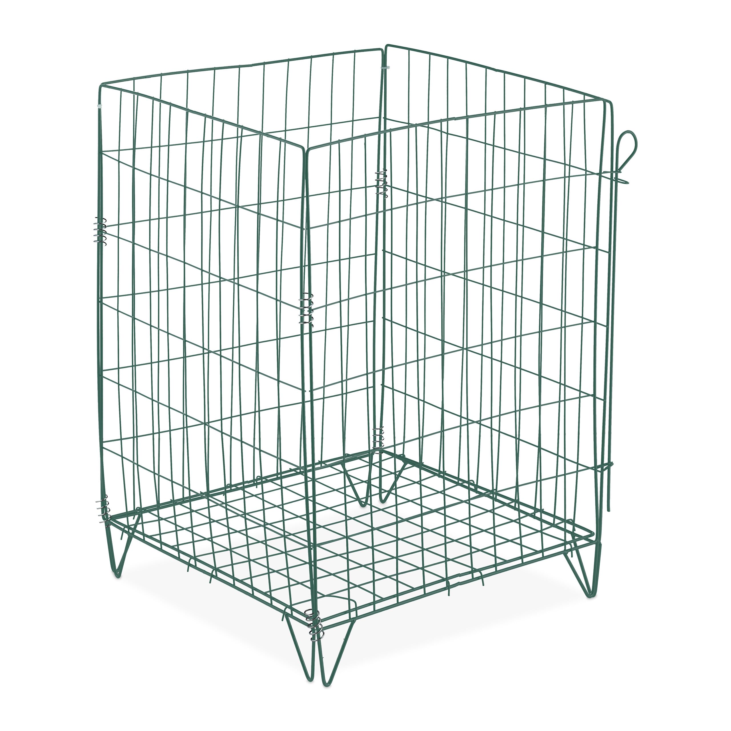 Relaxdays Metal Compost Bin, Bottom Grid and Legs, HxWxD: 68 x 46 x 46 cm, Wire Composter for Garden Waste, Steel, Green