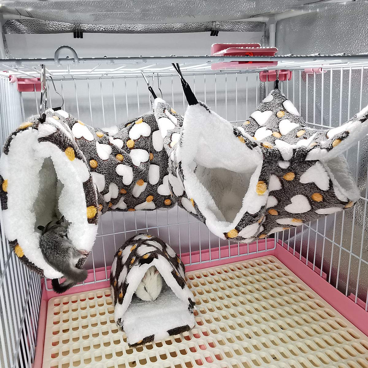LEFTSTARER Hängetunnel für Kleintiere, Frettchen Hängematte Käfig Zubehör Zuckergleiter Spielzeug Hamster Bettwäsche für Chinchilla Eichhörnchen Meerschweinchen Ratten Spielzeug