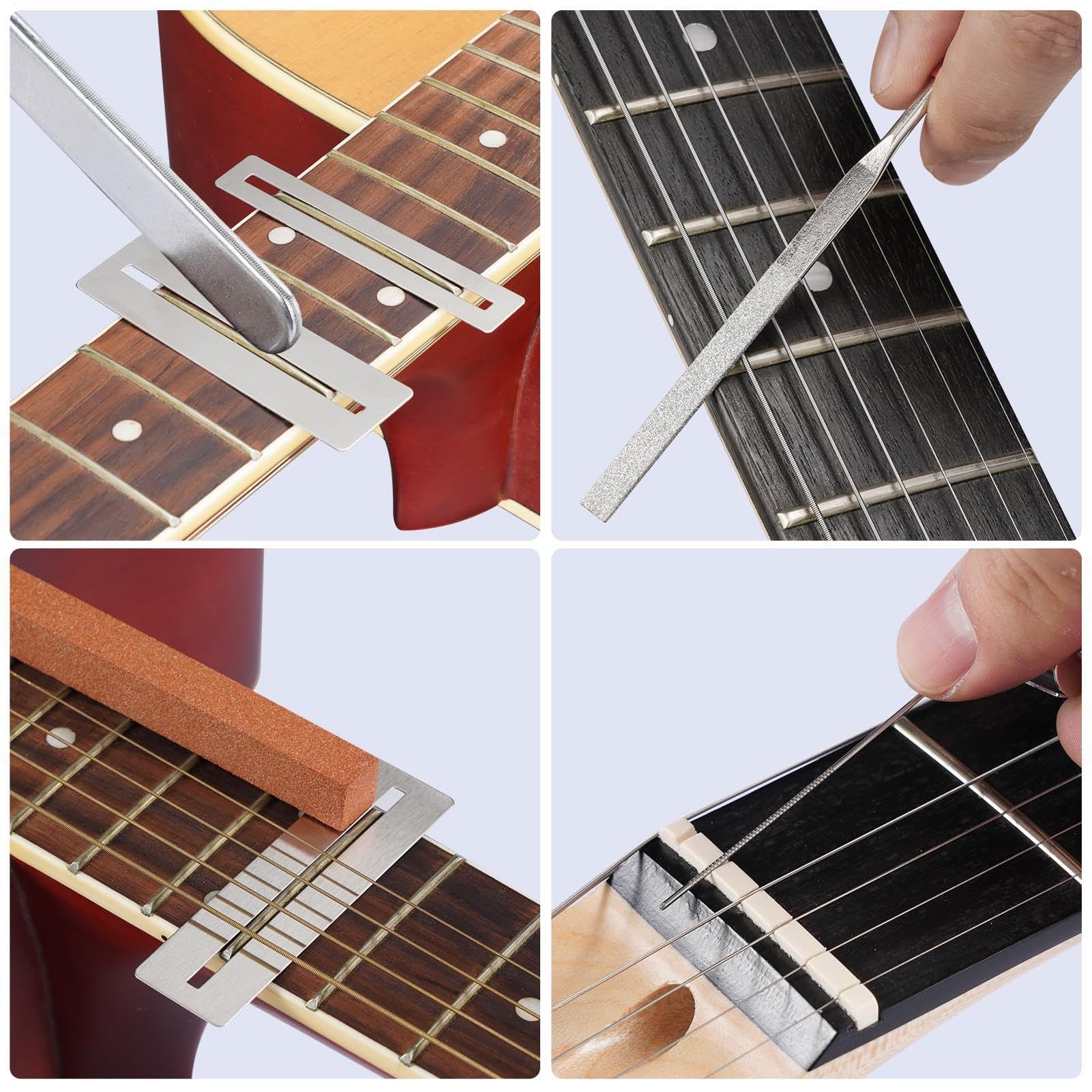 Kit de configuración de guitarra, kit de herramientas de guitarra - Kit de mantenimiento 72x con de transporte - Accesorios de instrumentos de cuerda Conjuntos con alfileres de puente Strings, suminis