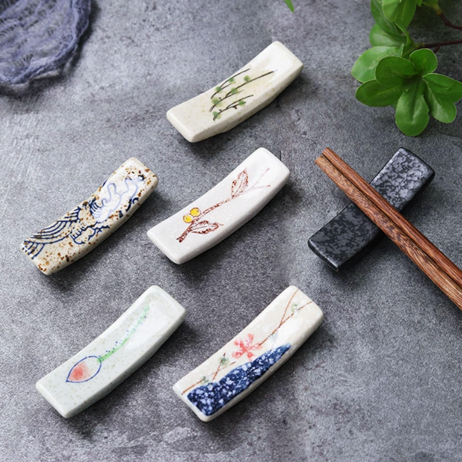 MRKU Chopstick Rest Chopsticks Holders Restaurant Ceramic,Japanese Style Porcelain,Spoon Forks Rack,Keeps Clean