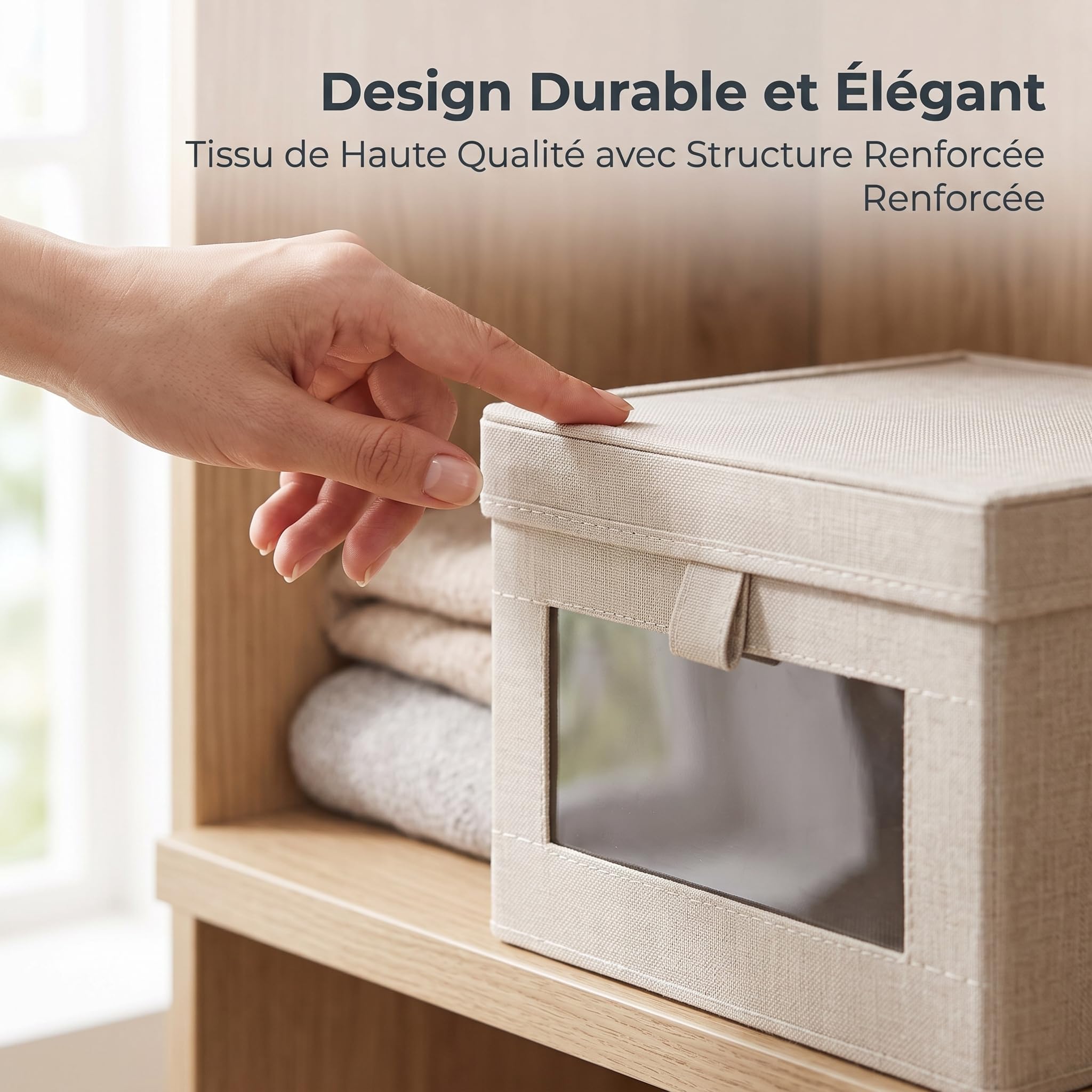 Cesto organizador plegable tela para armario, cesto almacenamiento para ropa y ropa interior, para guardar, Con tapa