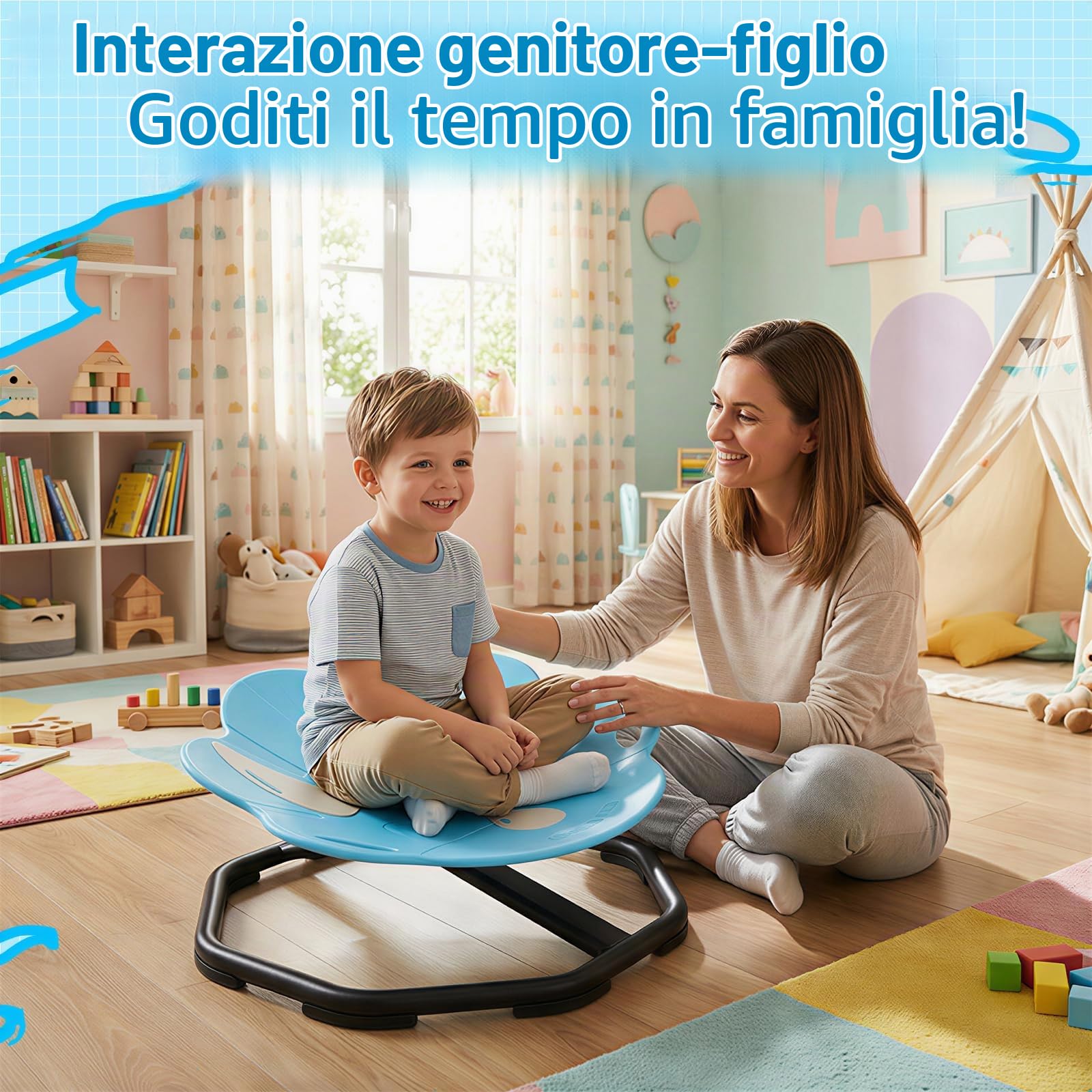 360° Sedia Girevole Sensoriale per Bambini, Sedia Girevole per Autismo, Sedia Girevole Bambini Sensoriale con Maniglie, Allenamento della Coordinazione Fisica,per 3+ Ragazzi e Ragazze