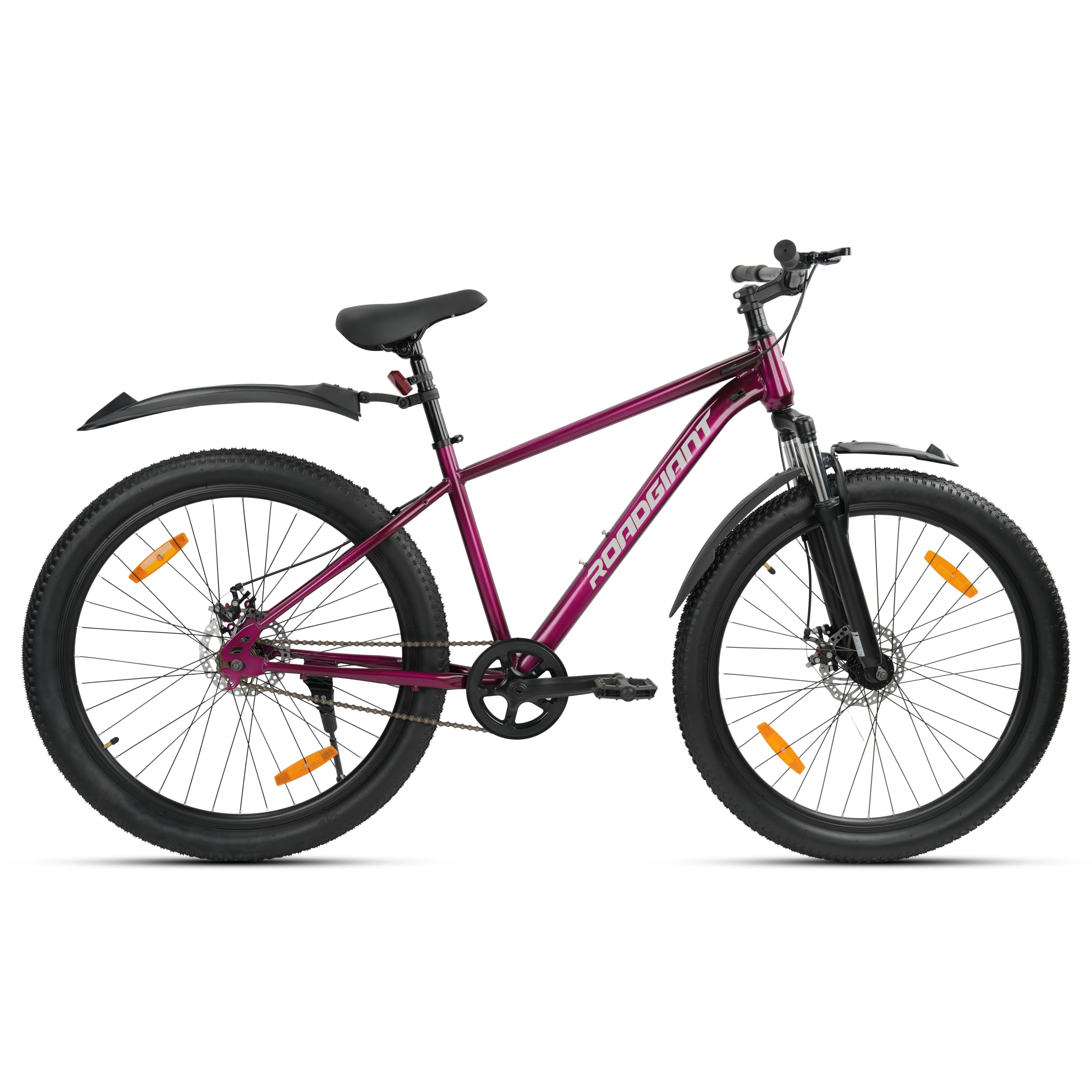 ROADGIANT Squad 24T | MTB | Steel Bicycle | Dual Disc Brakes | Single Speed | Front Suspension | Unisex| All-Terrain Bike for Ages Up to 14 Years Kids(Purple)