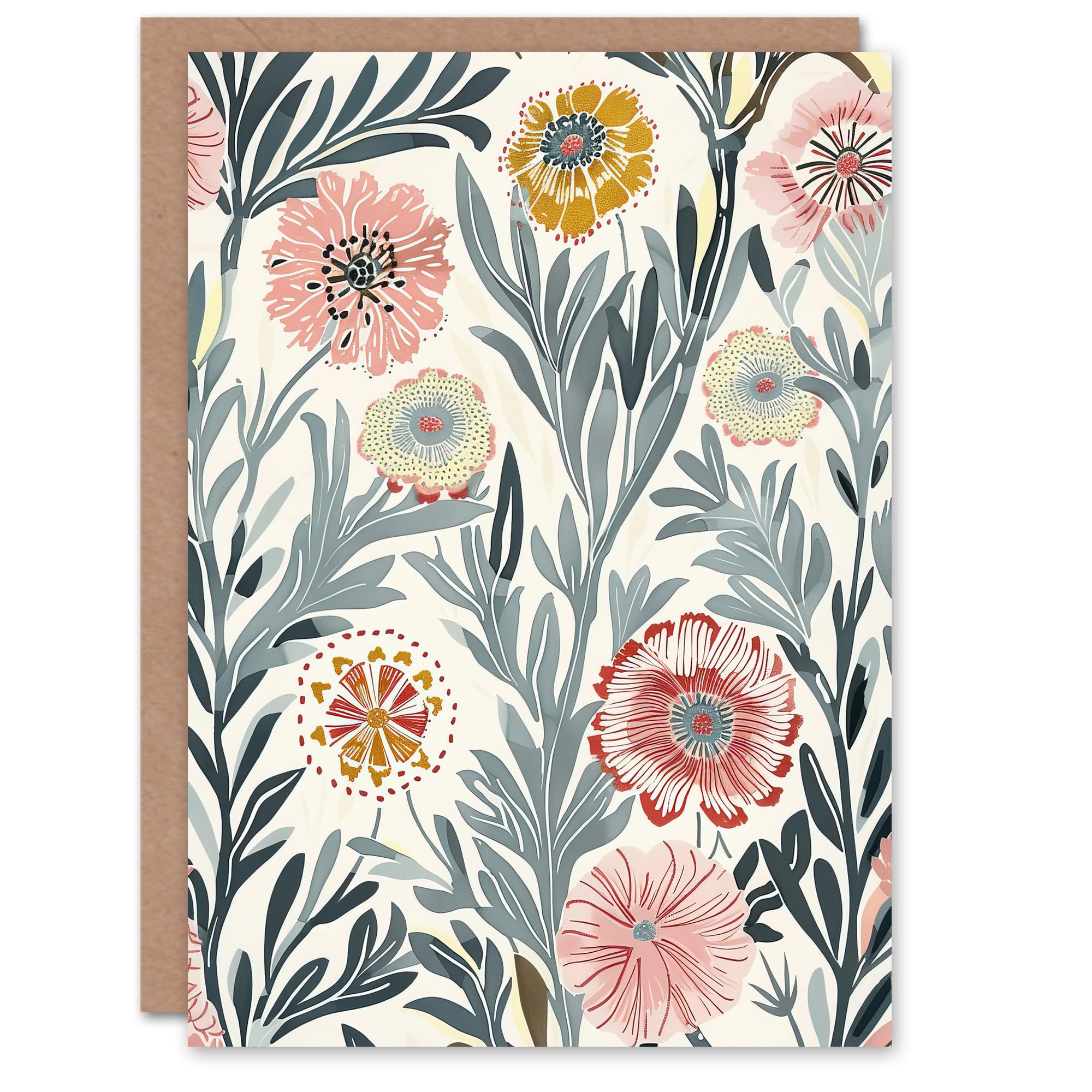 Artery8 Greeting Card Carnation Flowers Artwork Bright Garden Floral For Her Woman Birthday Card