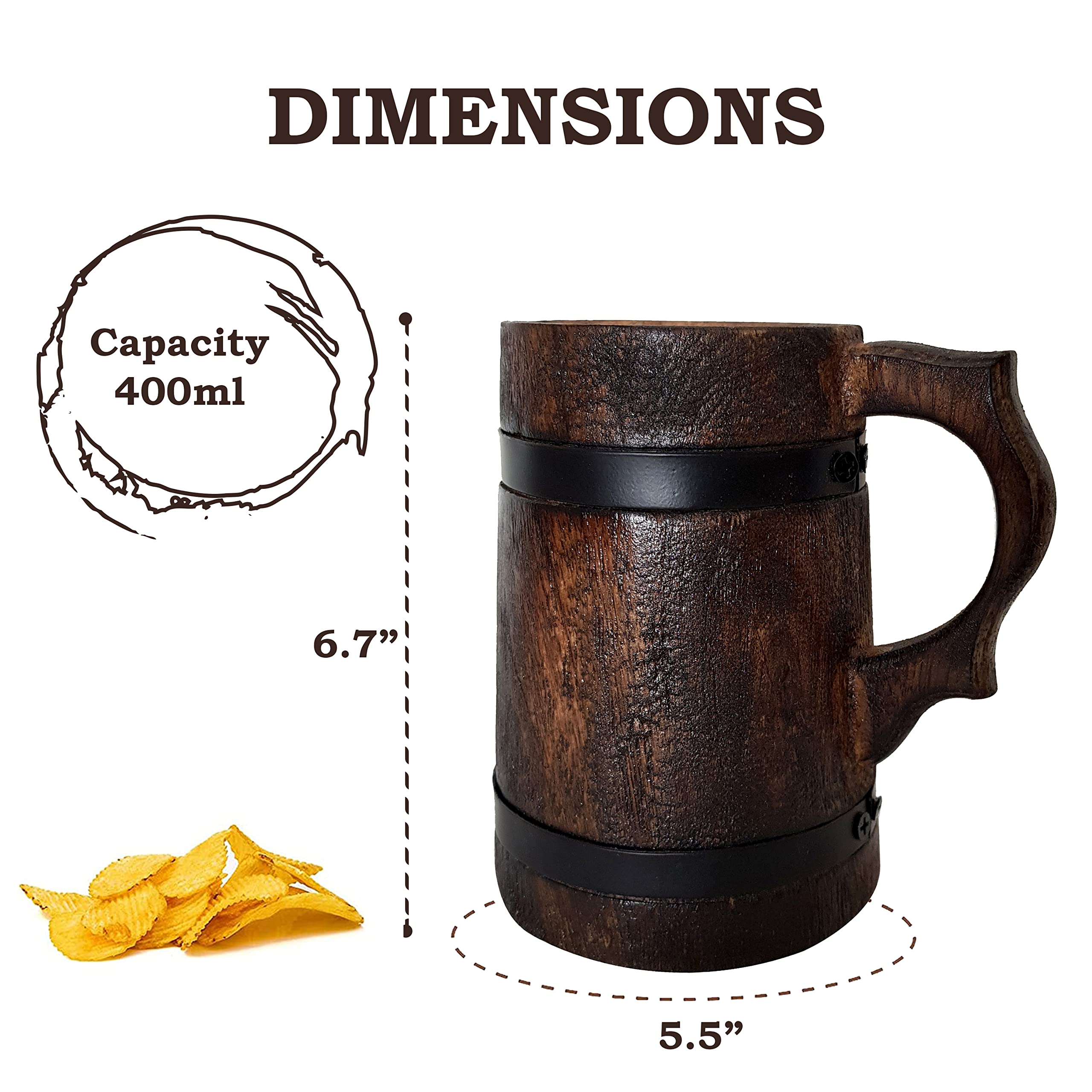 Rustikaler Bierkrug aus Holz, Vintage-Stil, handgefertigt, Wikinger-Holzkrug, Kaffeebecher, Party, Feier, Toast