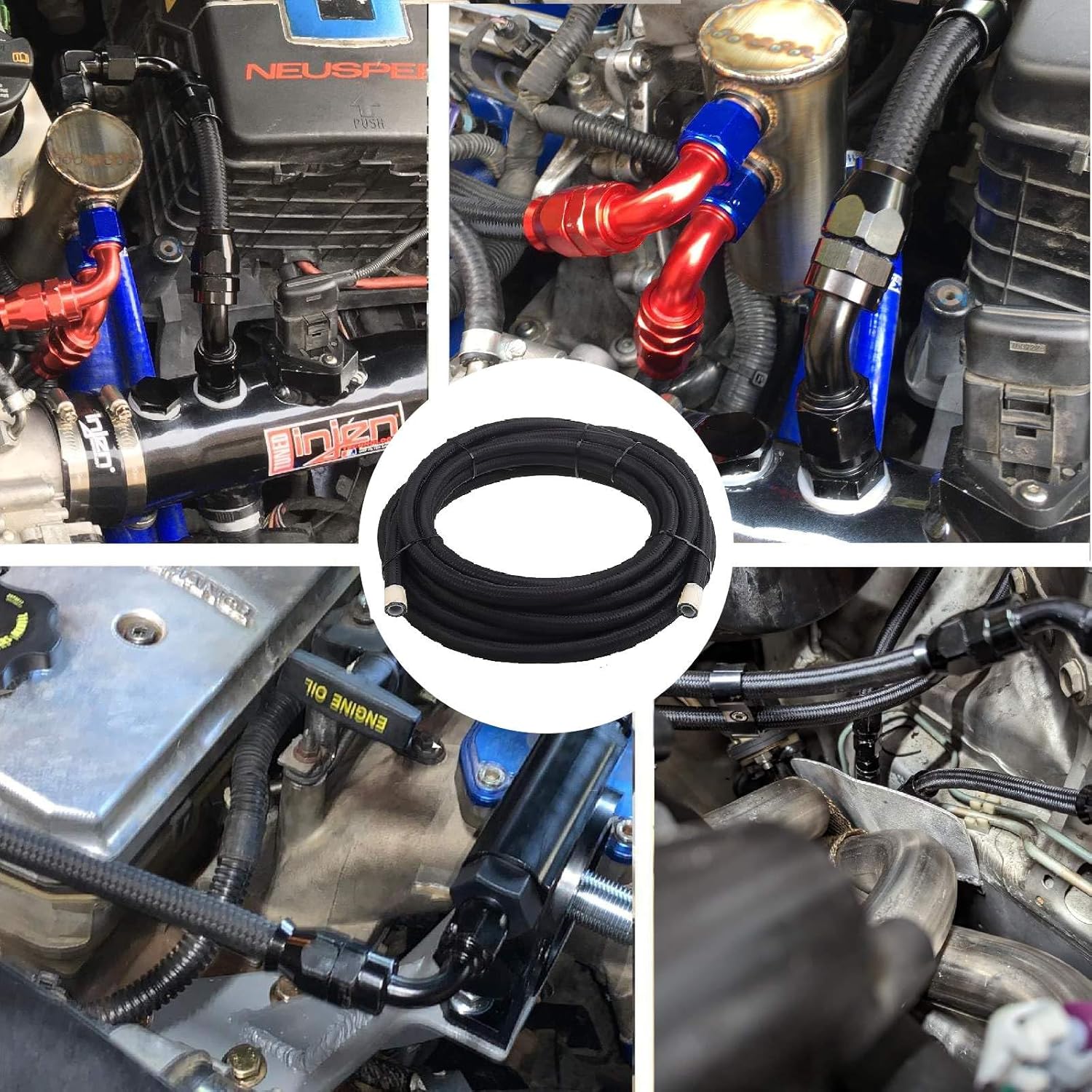 6AN PTFE E85 Fuel Line Hose Braided Nylon Stainless Steel Oil Gas Hose 20FT Black(5/16 Inch ID) - Image 7