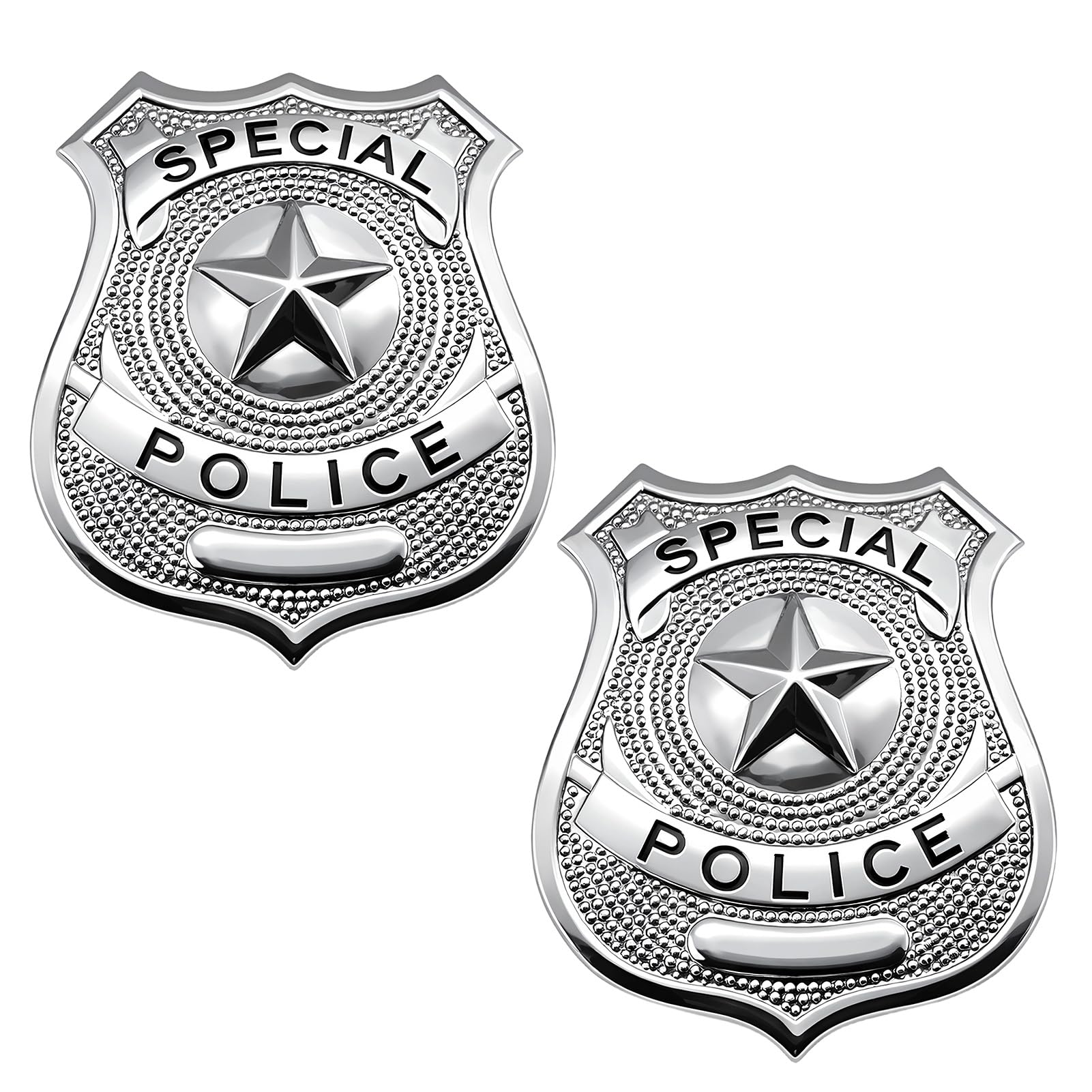 Lot de 2 badges Sariputa argentés police pour enfants accessoires costume Halloween