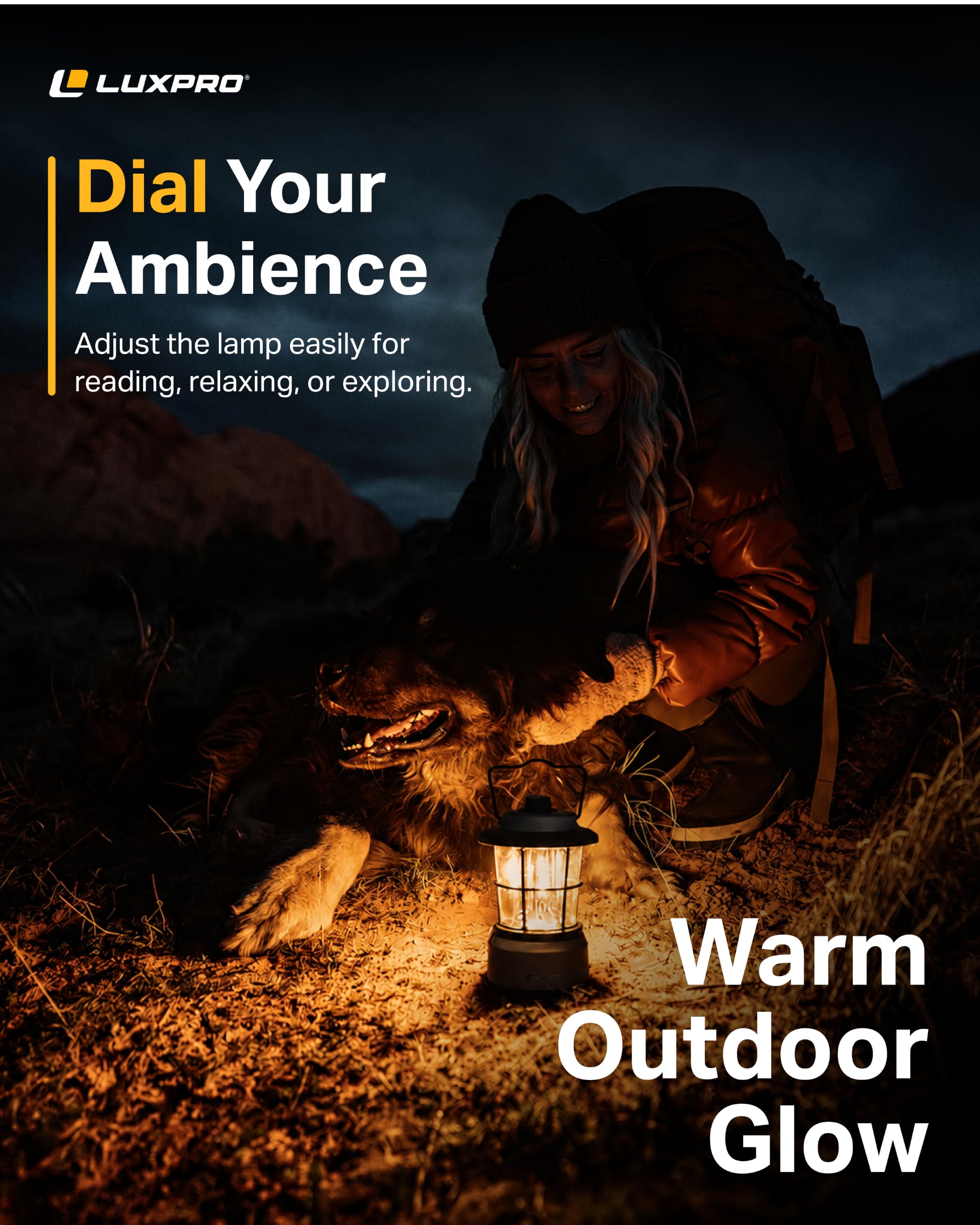 LUXPRO Retro LED Laterne - Batteriebetriebene Notfalllaterne - Wasserabweisend - Helle LED-Lampe für Innen & Außen - Verwendung für Zelte, Wandern oder Hurricane Prep (Schwarz, 2 Stück)