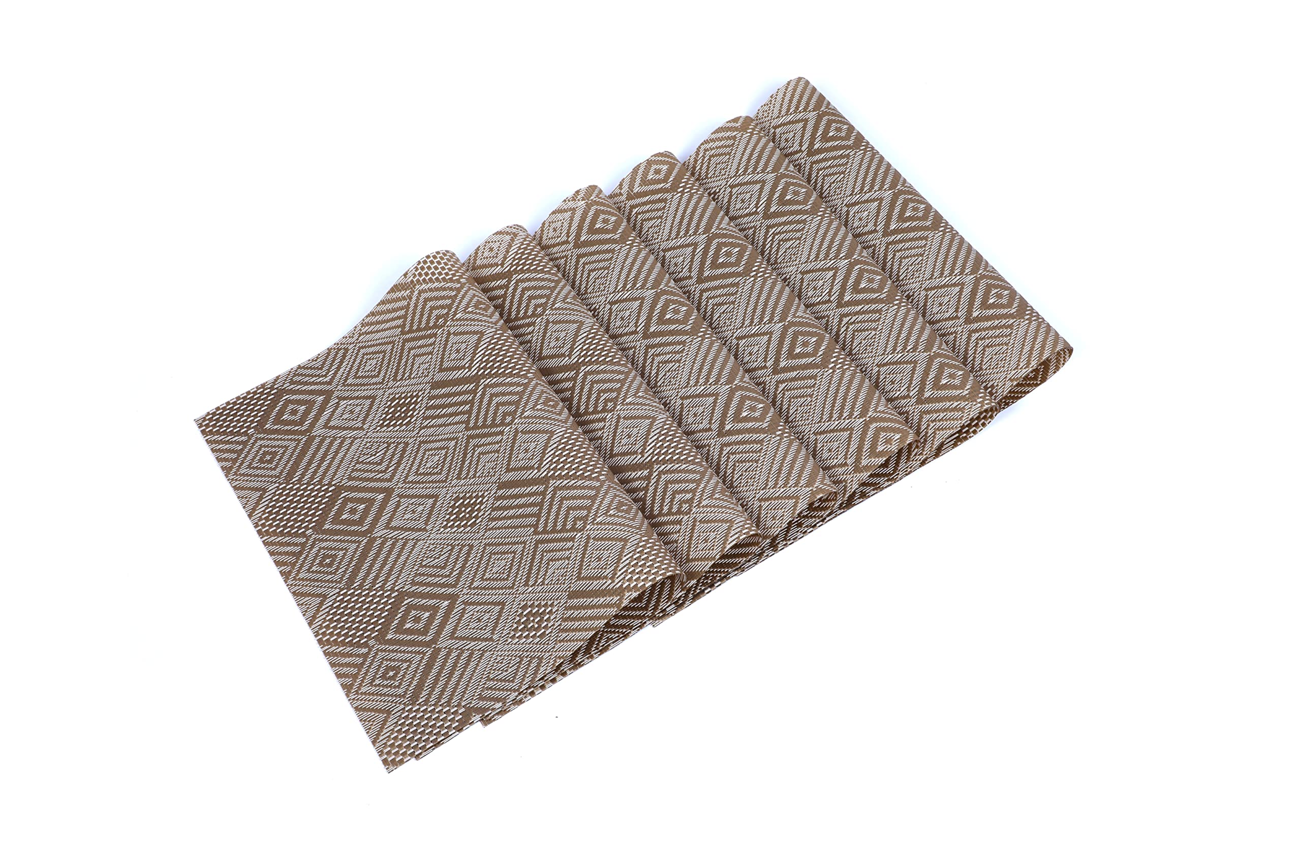 Bhaguji Rectangular Heat-Resistant Woven PVC Vinyl Stain Resistant Placemat for Dining Table - Easy to Clean - Set of 6 Pieces (Golden) (B0BXDRCH5T) Amazon Price History, Amazon Price Tracker