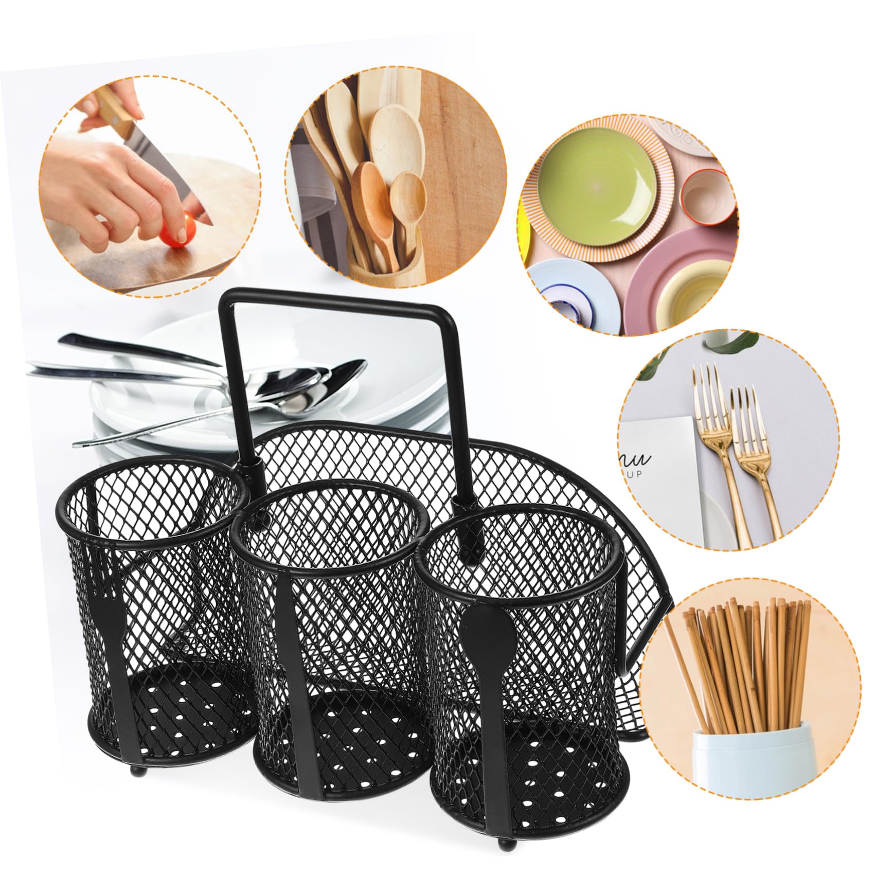 PRETYZOOM 2 Piezas Caja De Almacenamiento De Vajilla para Picnic Al Aire Organizador De Despensa sobre La Puerta Condimento Cesta De Palillos Tendedero para Utensilios Black Planchar