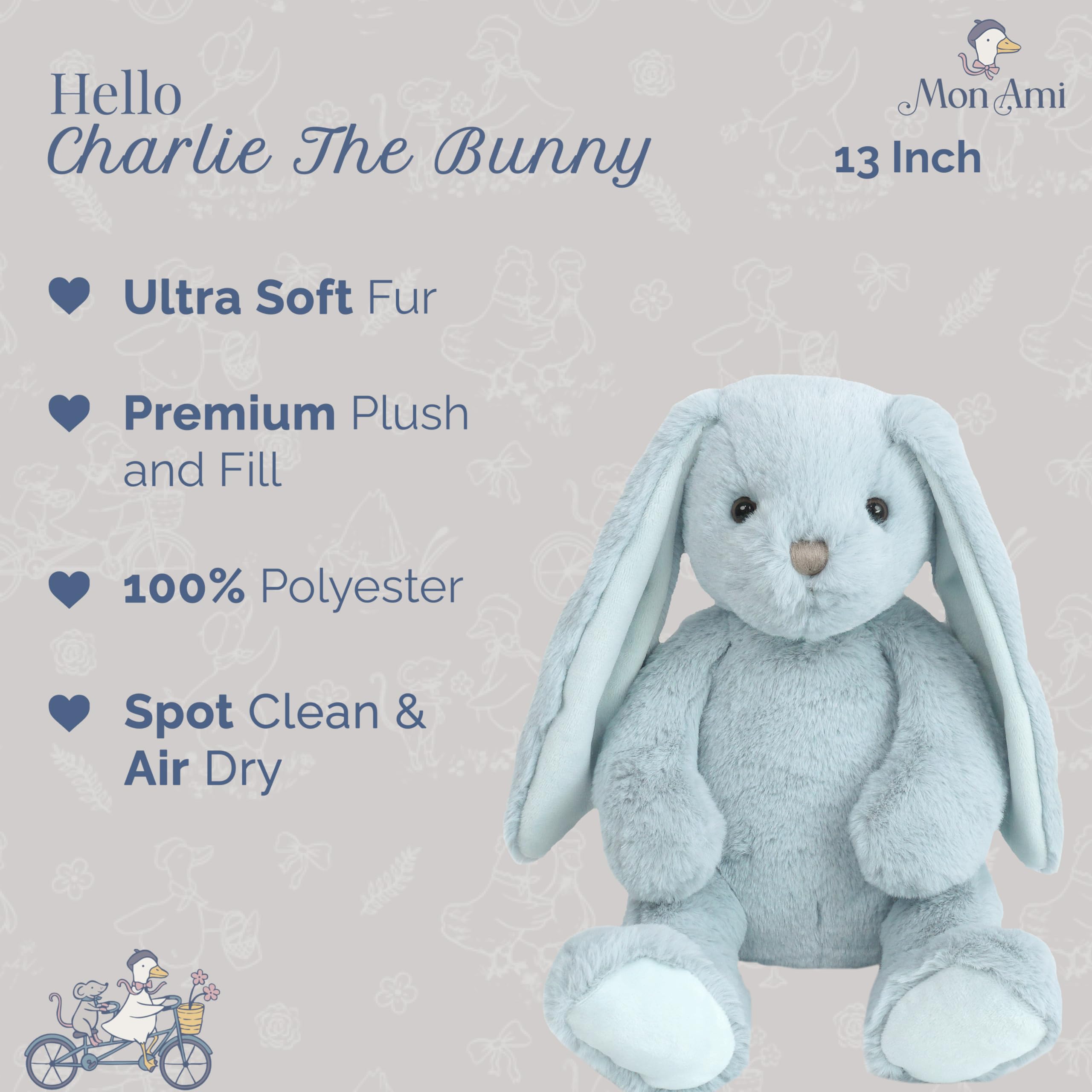Amazon.com: MON AMI Charlie The Bunny 13-Inch Stuffed Rabbit, Soft