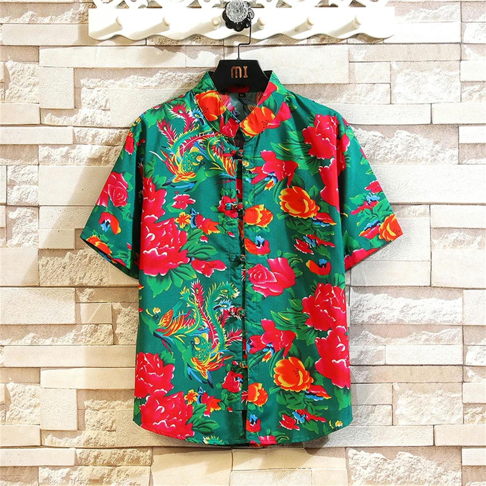 Camisetas Manga Corta Hombre Beach Camisas Hawaianas Camisa De Flores Camisa De Manga Corto