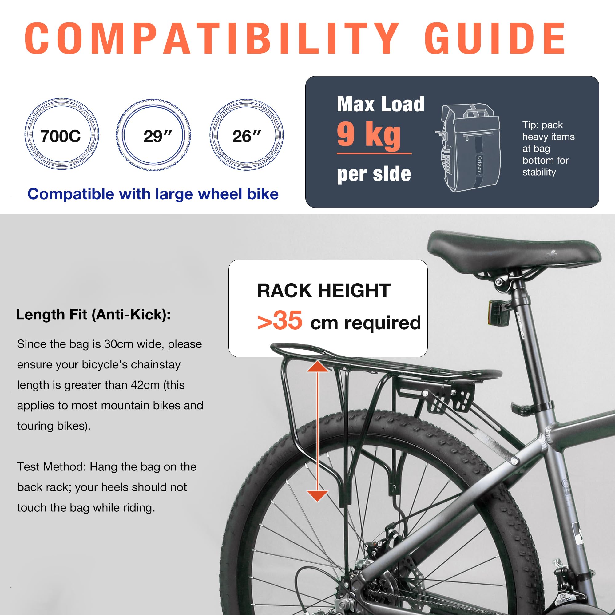Origem 32 L Fahrradtasche für Gepäckträger, 3in1 Rucksack wasserdicht | Umhängetasche für Damen & Herren, Große Gepäckträgertasche Fahrradtasche mit Reflektoren & Laptopfach Sichere Befestigung
