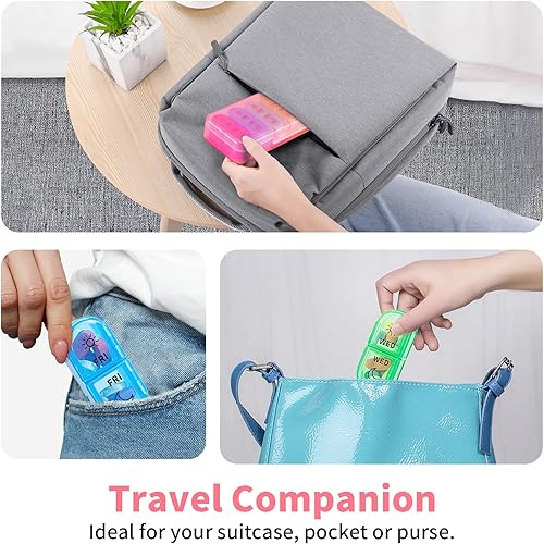Miniatura 5 de Pastillero semanal 2 veces al día, pastillero de 7 días AM PM, pastillero de viaje portátil, pastillero diario día y noche, organizador de