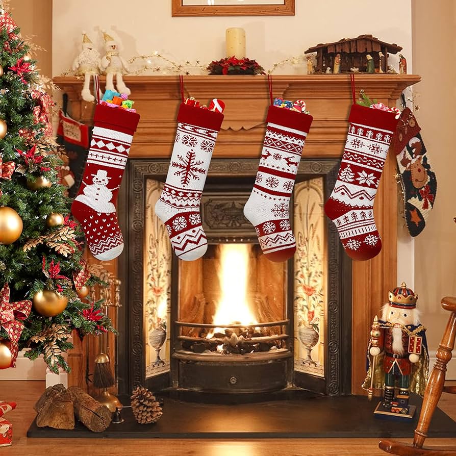 Black cable knit christmas stocking Clearance