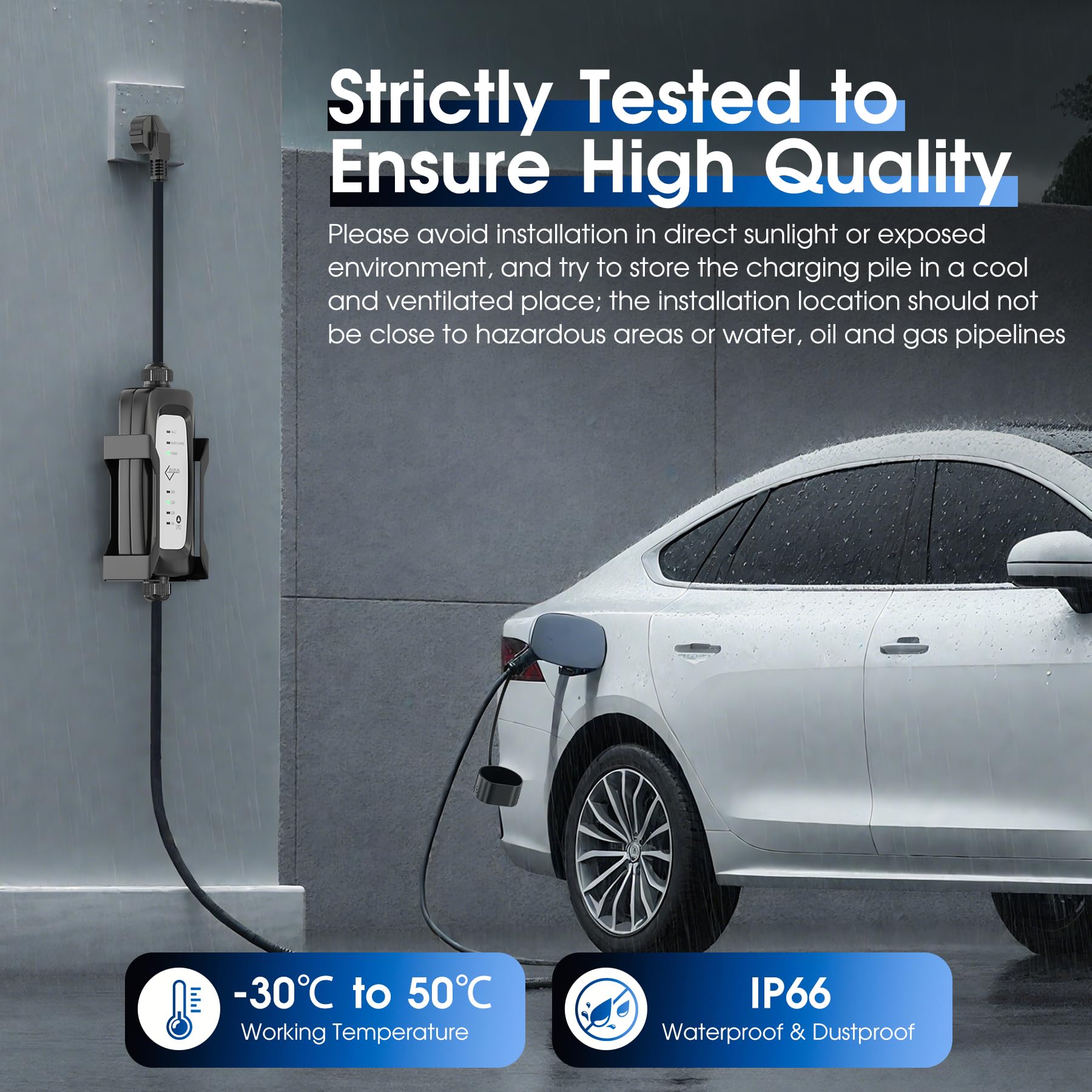 Kabel do ładowania typu 2 Schuko 3,6 kW [1-fazowy 5 m 6-16 A] | ładowarka EV z 4-stopniową regulacją prądu | kabel do ładowania samochodu elektrycznego IEC 62196-2 do ID.3/ID.4, model 3/Y, ZOE