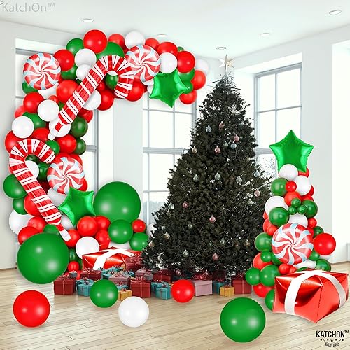 Miniatura 7 de KatchOn, Juego de arco de globos de Navidad  Paquete de 123  Globos de aluminio de Navidad para decoraciones de Navidad en interiores  Globos de