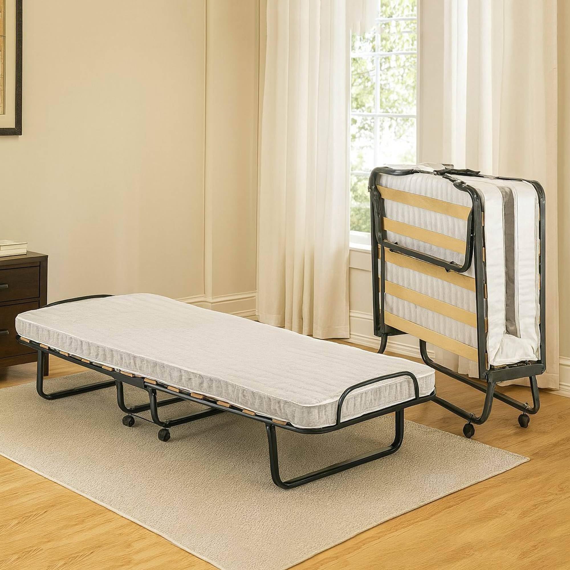 Talamo Italia - Lit Pliant Deva, Lit de Camp à 12 Lattes, Matelas Inclus, Lit bébé Peu encombrant, 100% Made in Italy, 80x190h37 cm