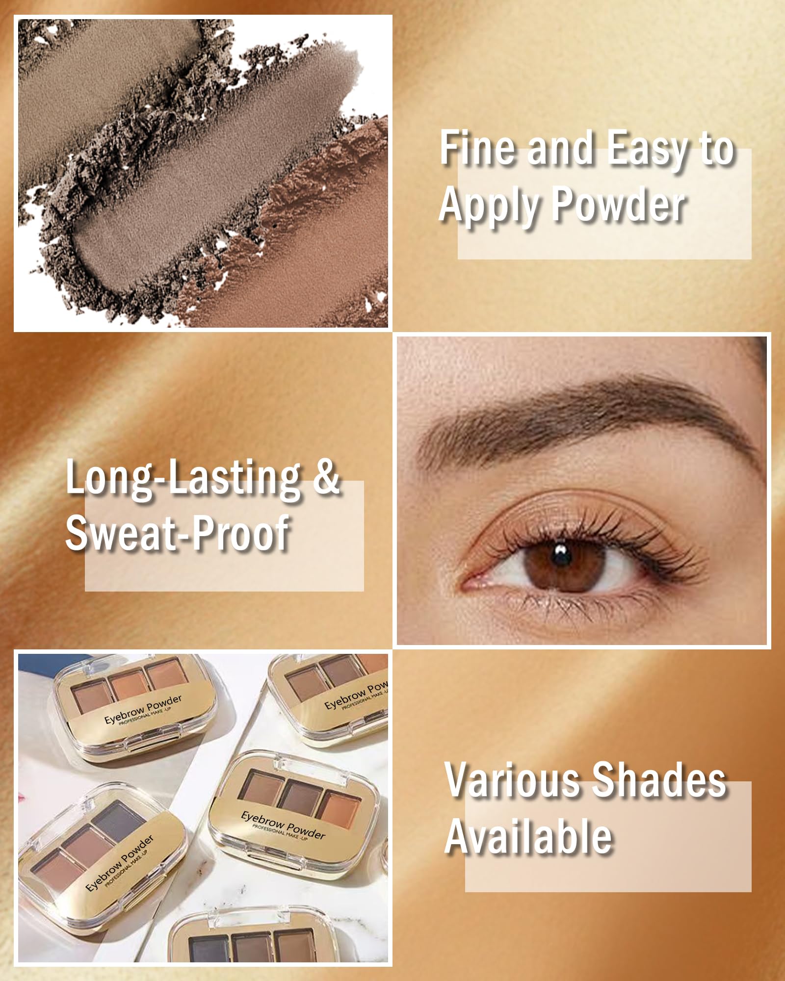 Eyebrow Powder Makeup kit-3 Colors Eye Brow Tinted Powder Palette Long-Lasting Waterproof - Image 3