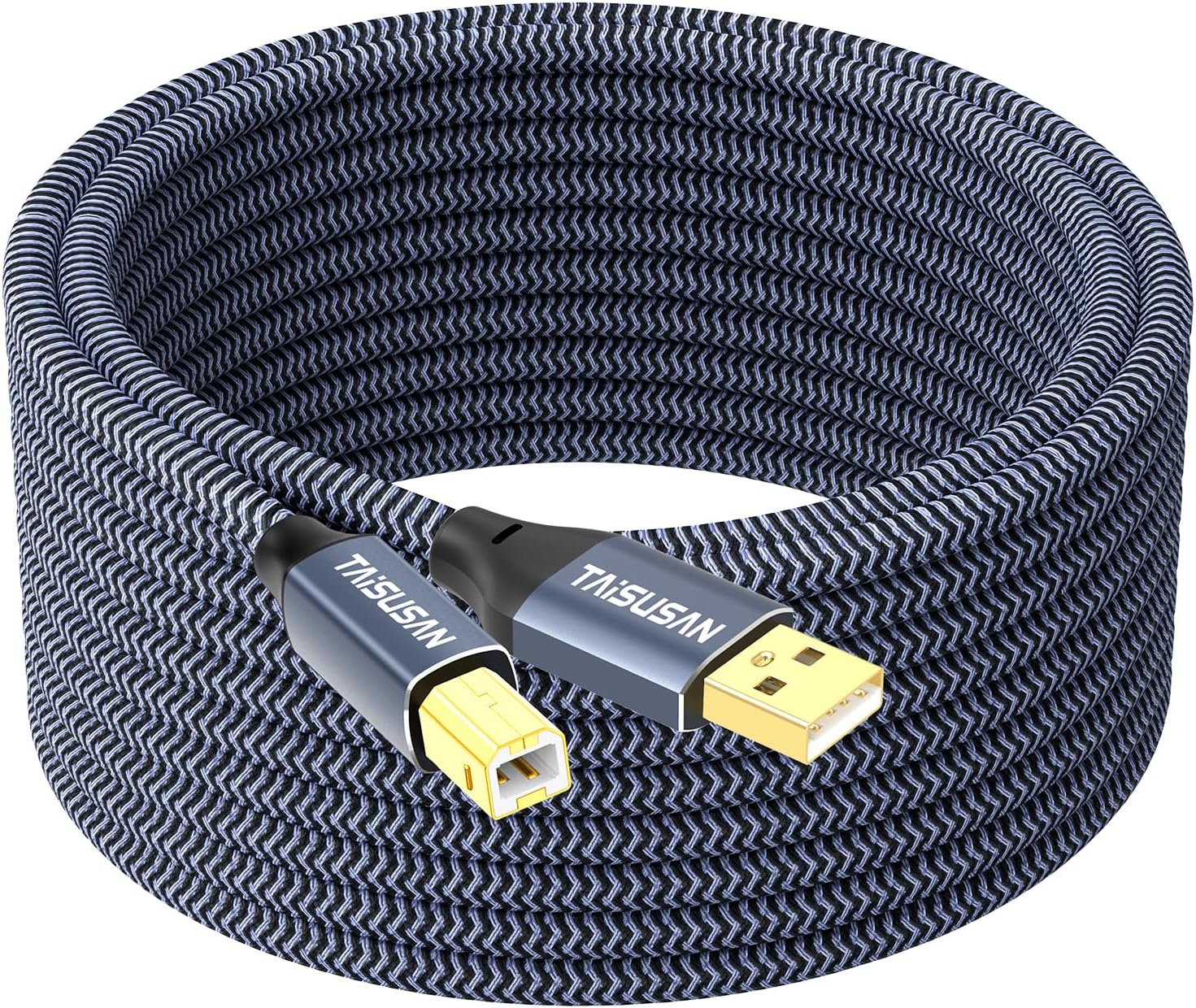 USB Printer Cable 15ft, High Speed A to B Cord Compatible for Keyboard, MacBook, Printers and Scanners - Gray