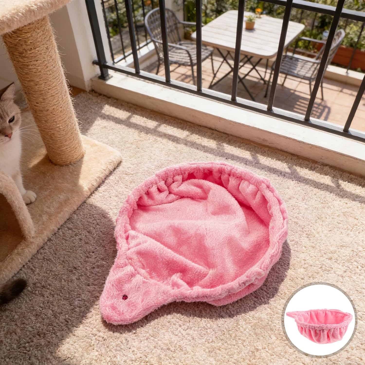 FRCOLOR Hanging Cat Hammock Replacement Bed for Cat Tree with Plush and Steel Material Large Round Spoon Shape Design Simple Installation for Kitten