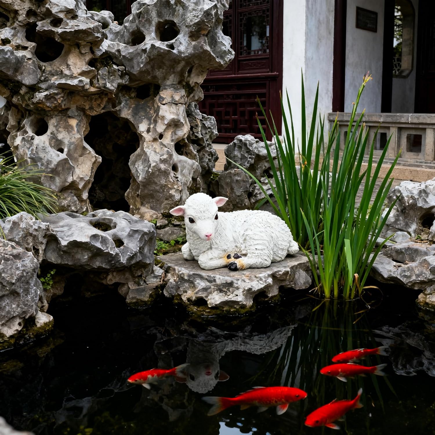 Sheep Statue, Handcrafted Lifelike Lamb Figurine 3D Resin Garden Sculpture for Indoor Outdoor Home Desk Decor - Image 4