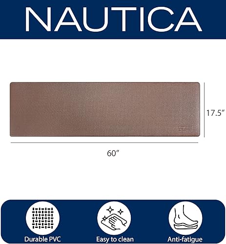 Miniatura 4 de Nautica Tapete de cocina acolchado antifatiga para el suelo de la cocina, grueso, antideslizante, impermeable, alivio para cocinar y estar de pie