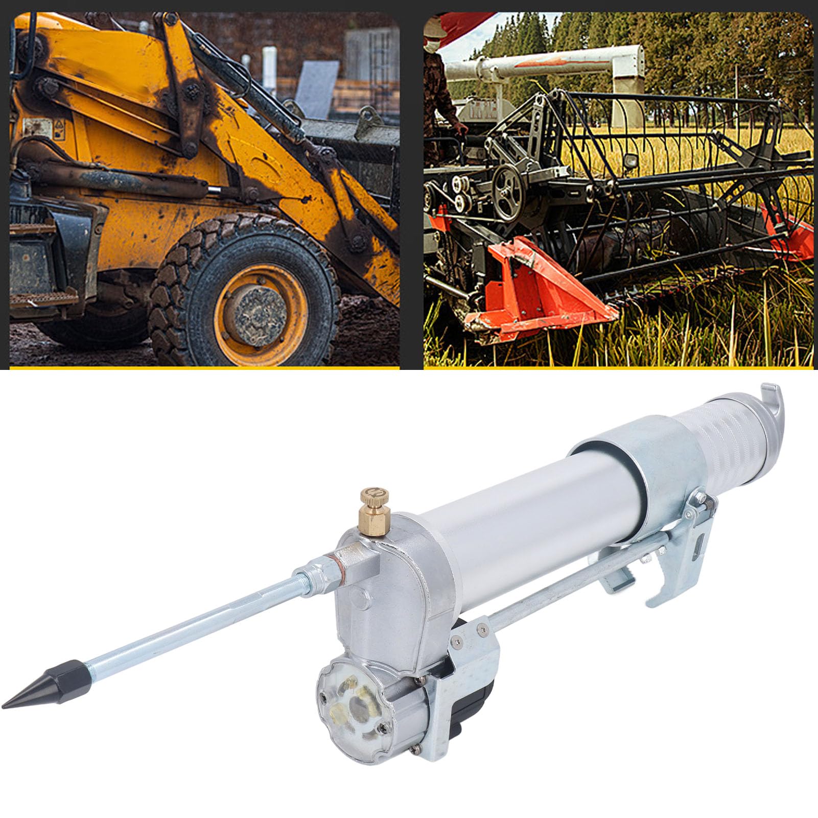 Fockety Adaptador de Taladro de Pistola de Grasa Eléctrica, Acoplador de Pistola de Grasa de Bloqueo 600CC 12000PSI con Manguera de Alta Presión, Accesorio de Bomba, Accesorios de