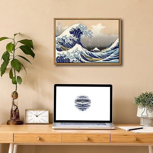 Miniatura 4 de Wieco Art Arte enmarcado Gran ola de Kanagawa Katsushika Hokusai Giclée impresiones en lienzo de arte de pared, pinturas abstractas de paisaje