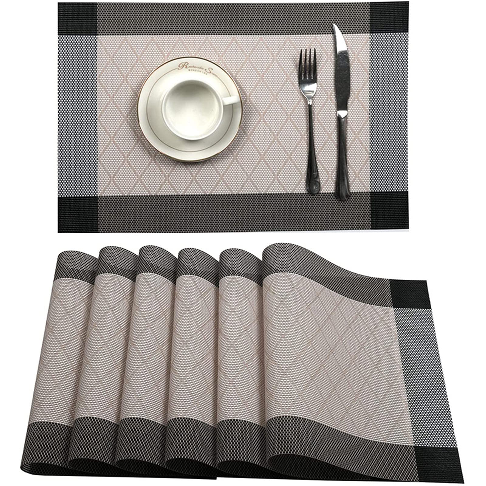 Juego de 6/8/10 manteles Individuales de PVC, duraderos, Antideslizantes y Lavables, para decoración de Bodas, cenas, Fiestas, 17.7" x 11.8"