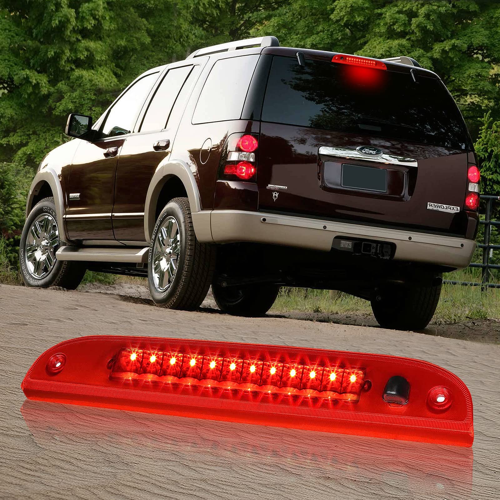 3rd Third Brake Light LED Compatible with 2002 2003 2004 2005 2006 2007 2008 2009 2010 Ford Explorer 2008-2011 Mercury Mariner, Ford Escape, Mercury Mountaineer Third Center Cargo Rear(Red)