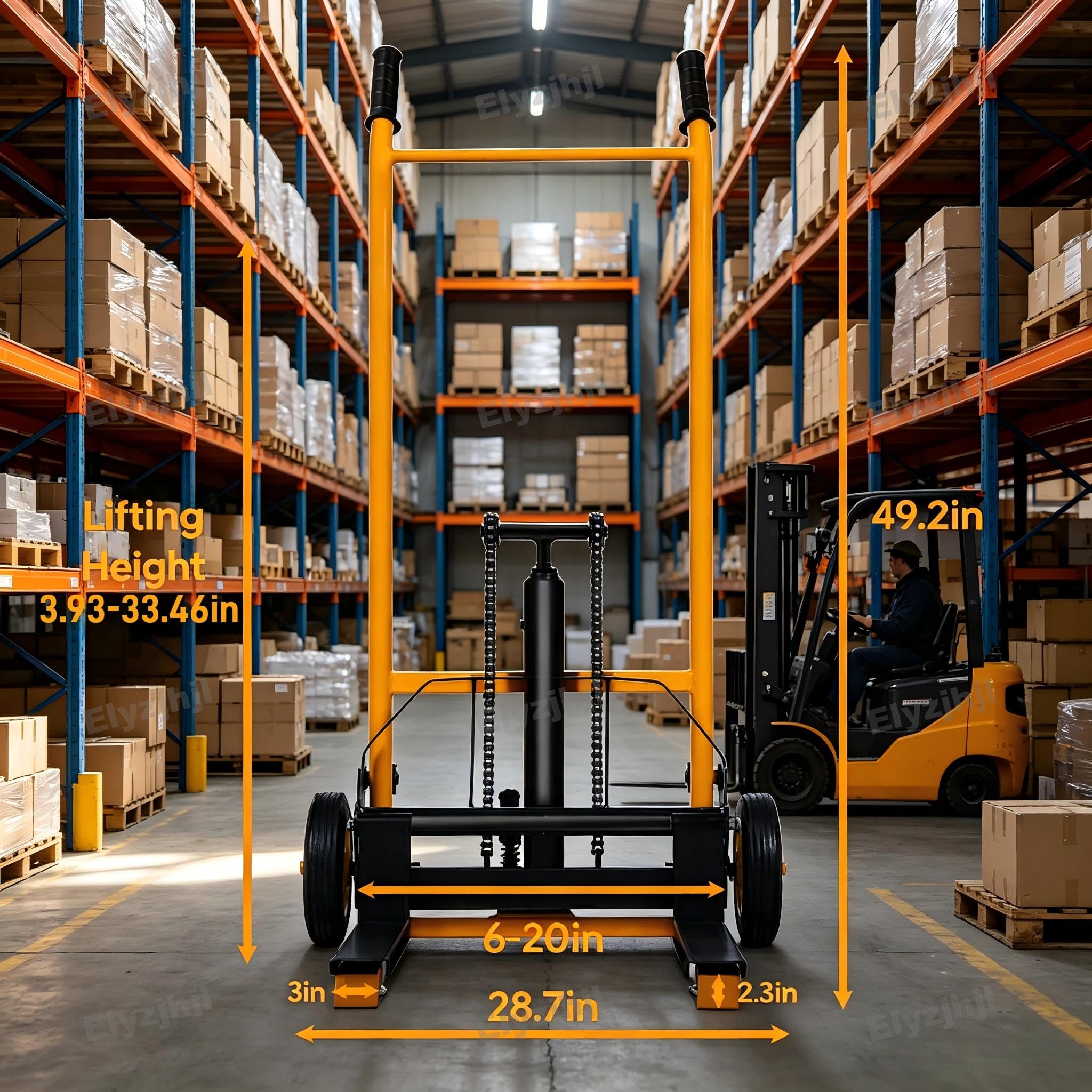 Apilador Manual ElevacióN Materiales Carretilla Elevadora Transporte | Transpaleta Horquilla traspaletas manuales con Capacidad de 200kg Apiladora de palets Ruedas PU Ruedas de Goma 250 mm
