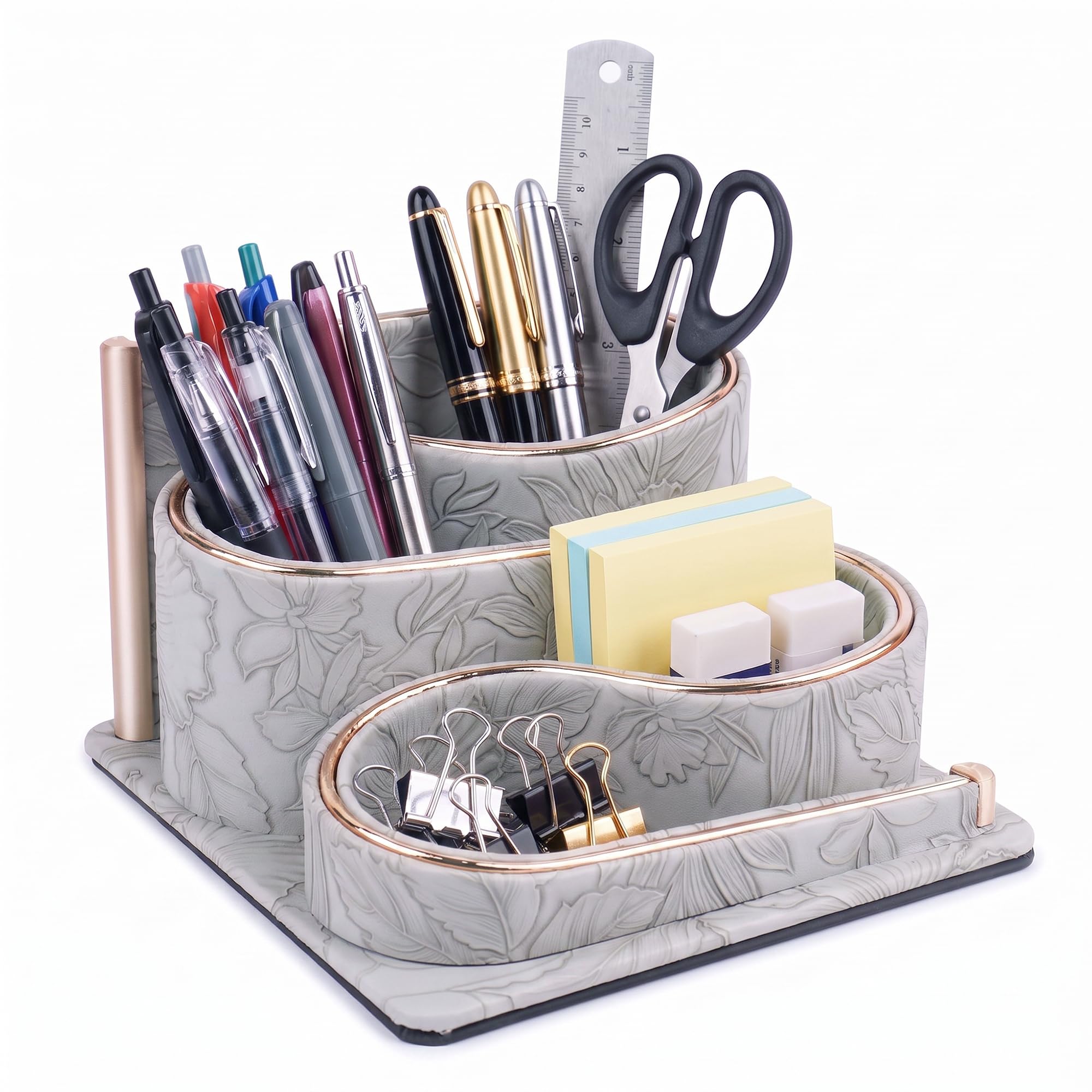 Organizador de escritorio estético, accesorios estéticos de escritorio de oficina, soporte bohemio para bolígrafos, accesorios de escritorio beige neutro, artículos esenciales de oficina en casa