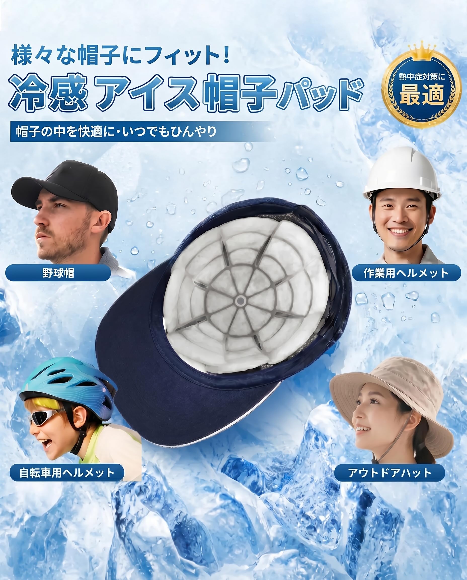 Amazon | 冷却 帽子パッド PCMアイスキャップマット 28℃自然凍結 結露