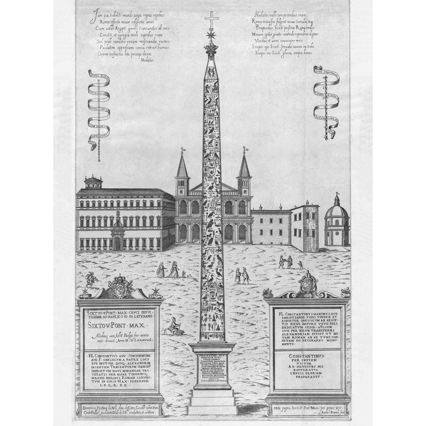 Artery8 Brambilla Rome Egyptian Obelisk Constantine Engraving Large XL Wall Art Canvas Print