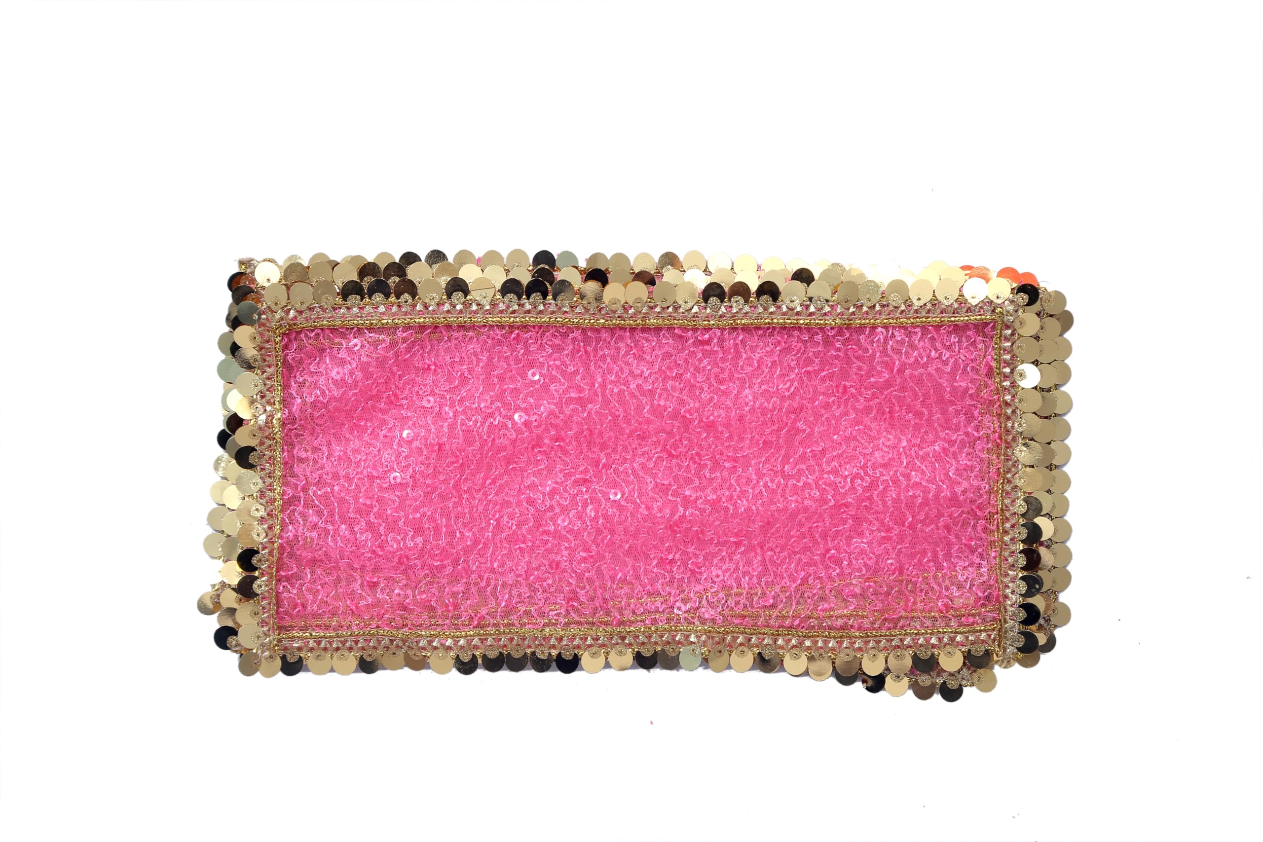 MY GOD GIFT MATA Rani Chunni (10 x 4 Inch) – Premium Pink Chunri with Golden Gota Lace Border for Durga Maa Idol | Puja Mandir Decoration Cloth II (Pink Chunri with Golden Sequin Lace Border)-image-44