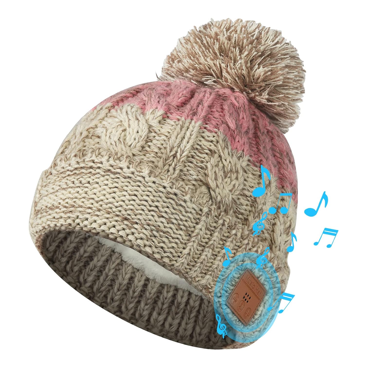 TOUCH TWO Bluetooth Beanie with Light HD Stereo Sound USB Rechargeable Headlamp for Hiking Fishing Gift for Men
