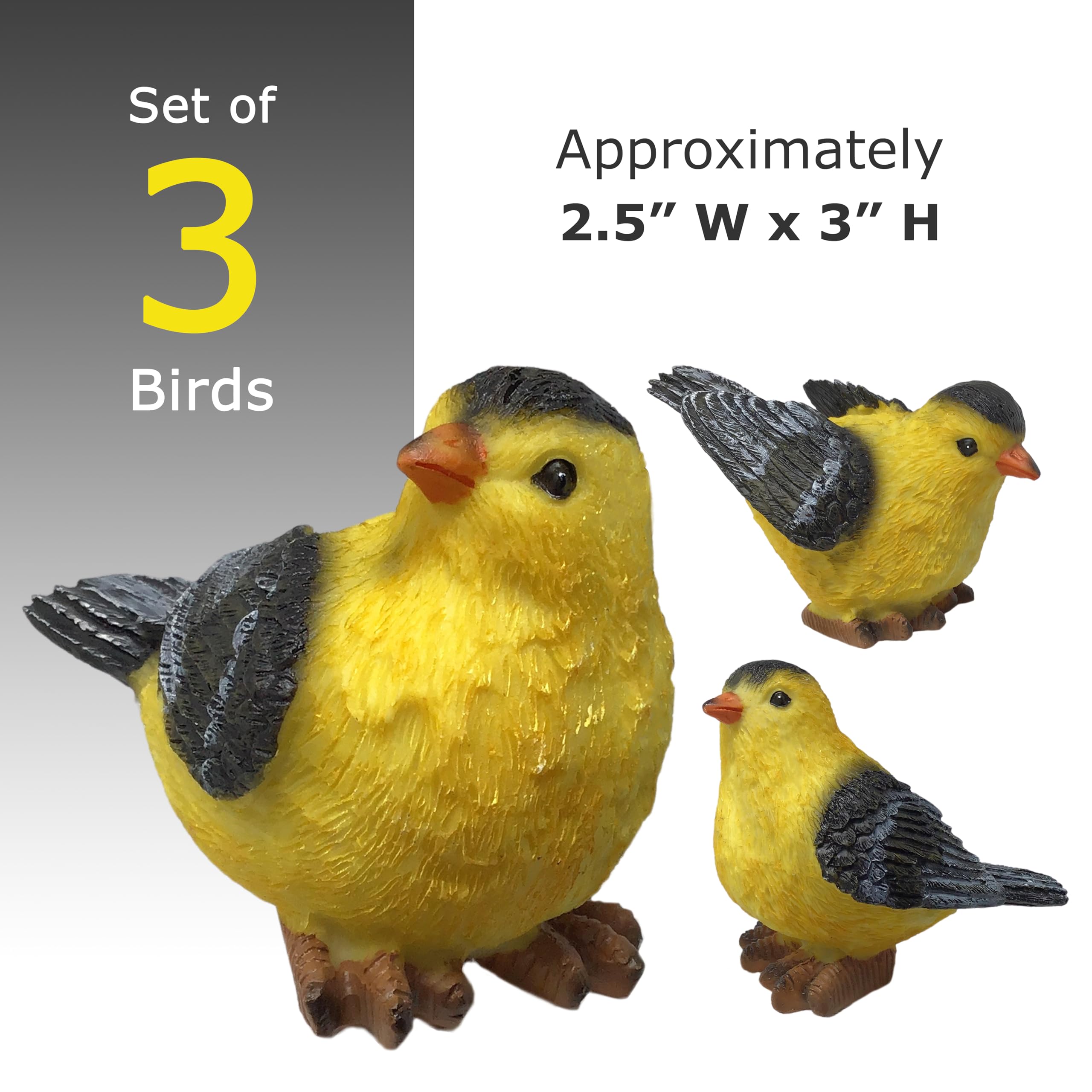 Banberry Designs Set di 3 statuette di uccelli cardellini, altezza 10,2 cm