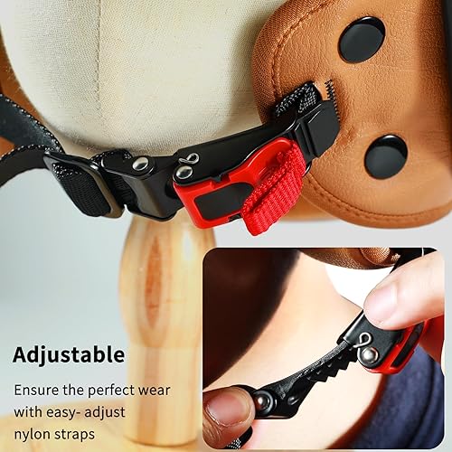 Miniatura 5 de Casco Vespa Aprobado por DOT, Casco de Motocicleta de Cara Abierta con Visera, Cascos Retro de Ciclomotor para Adultos para Hombres y Mujeres, Casco