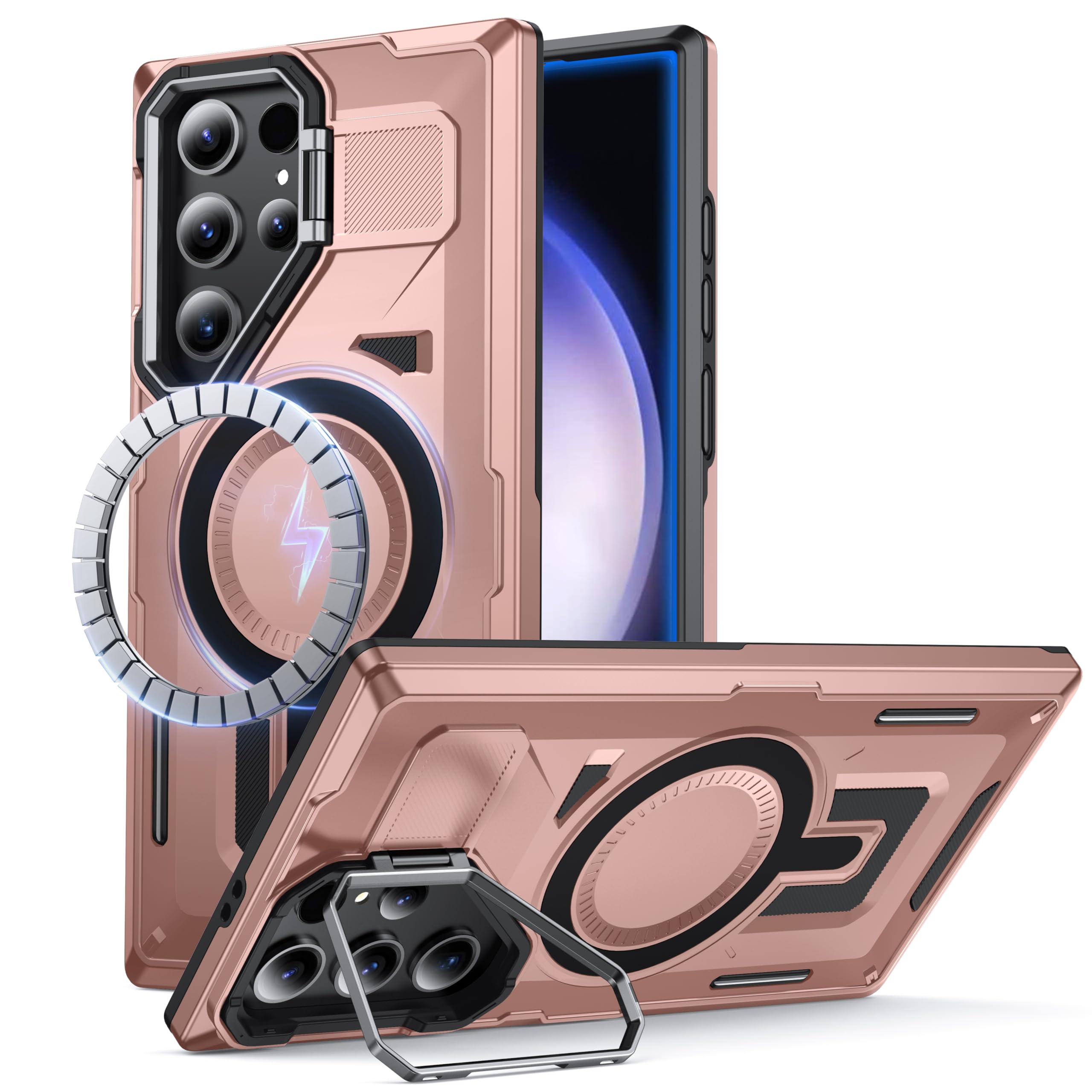 FNDMIL for Samsung Galaxy S22 Ultra/S23 Ultra Case with MagSafe [Built-in Camera Stand][Military-Grade Shockproof][Dual Layer Protection]Heavy Duty