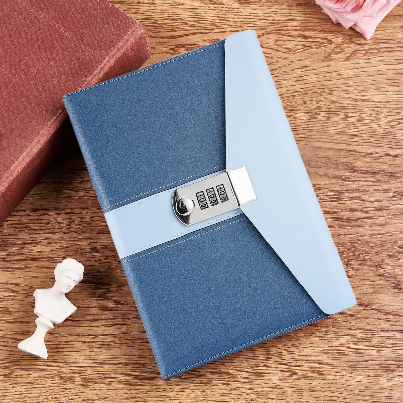 NectaRoy Notebook with Lock, A5 Business Lockable Diary, Locaked Travel Journal with Pen Holder&Card Slots - Image 3