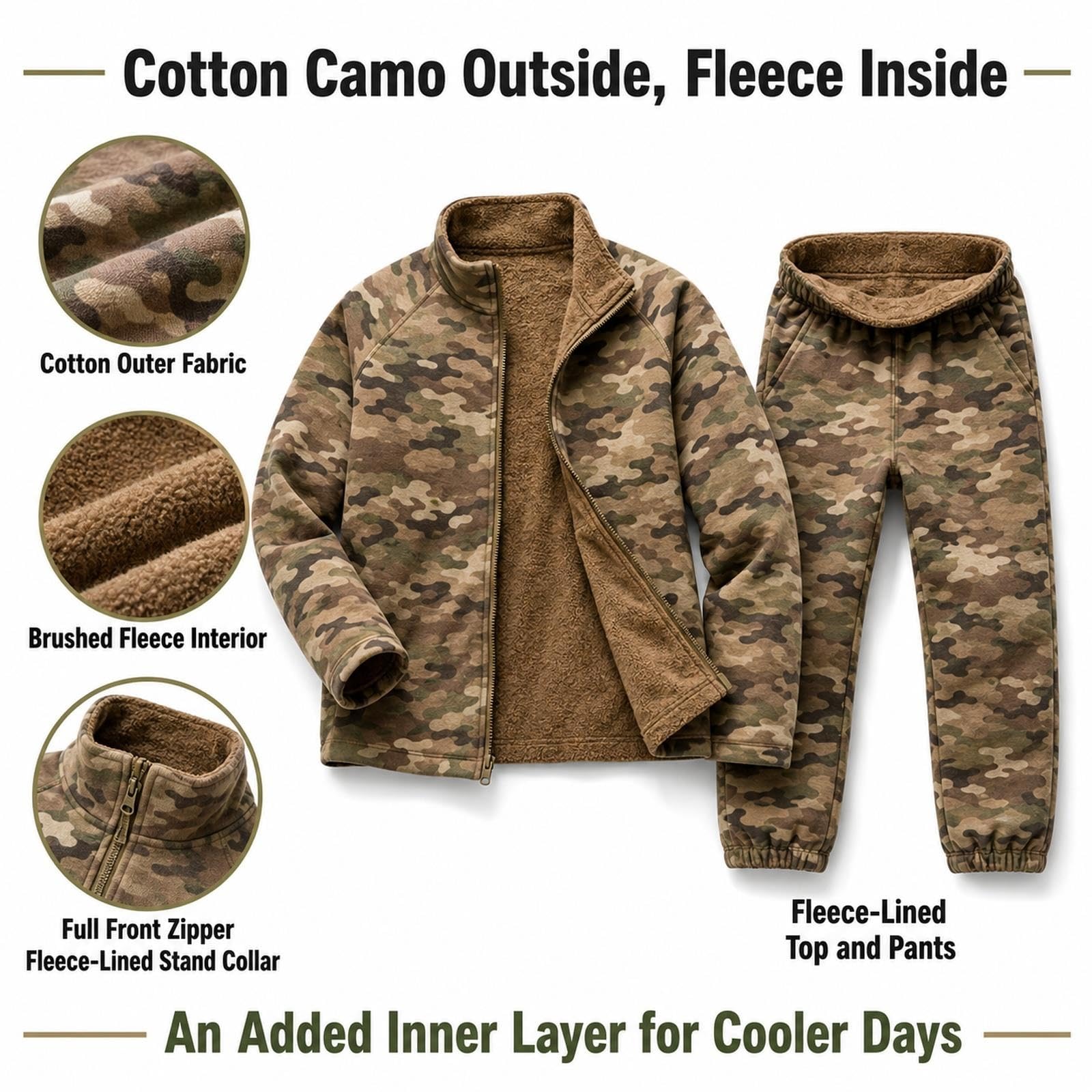 Completo Divisa Mimetica Termica Ragazzo 8 Pezzi Camicia Pantaloni Elmetto